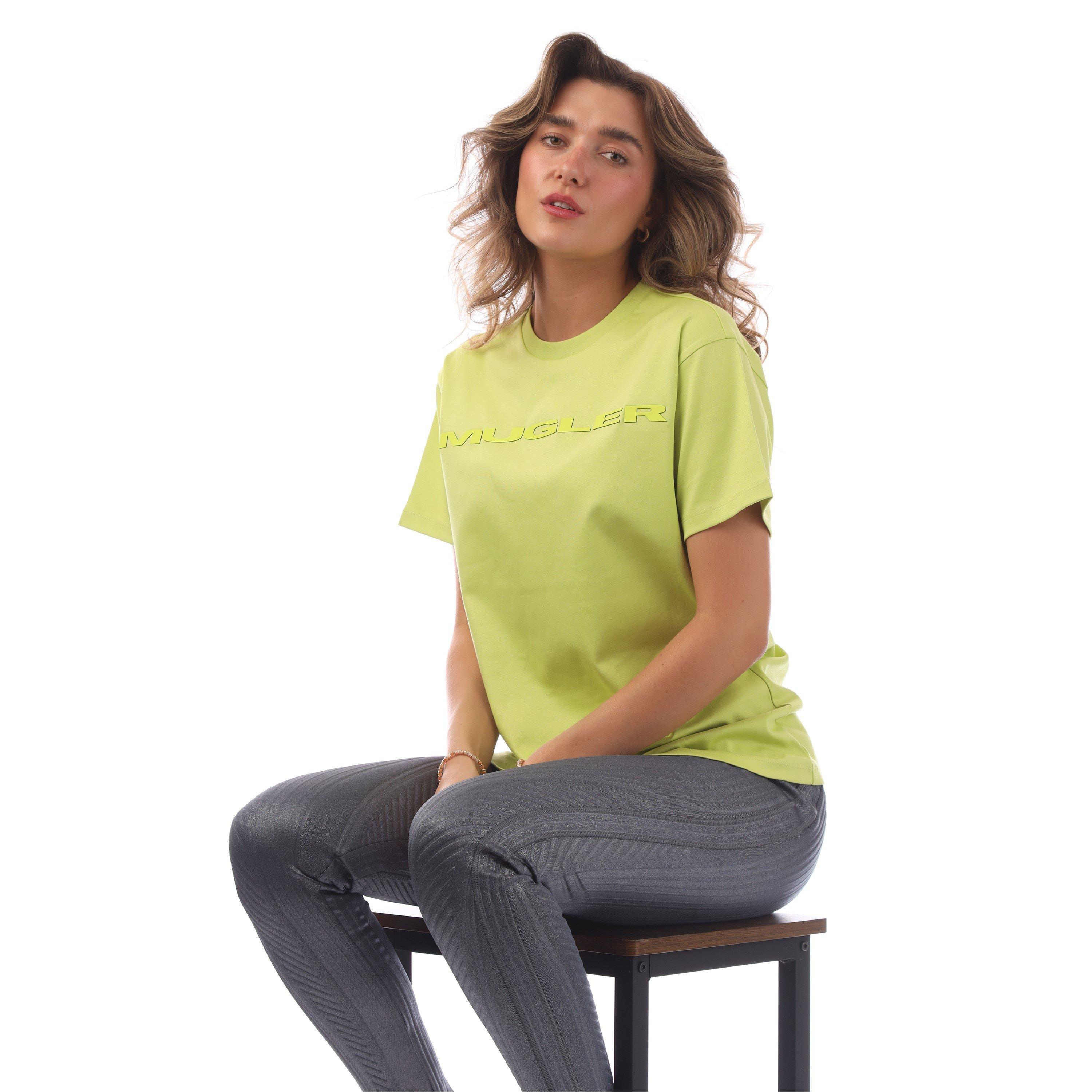 Green - Mugler - Women's Logo Regular Fit T-Shirt - 4