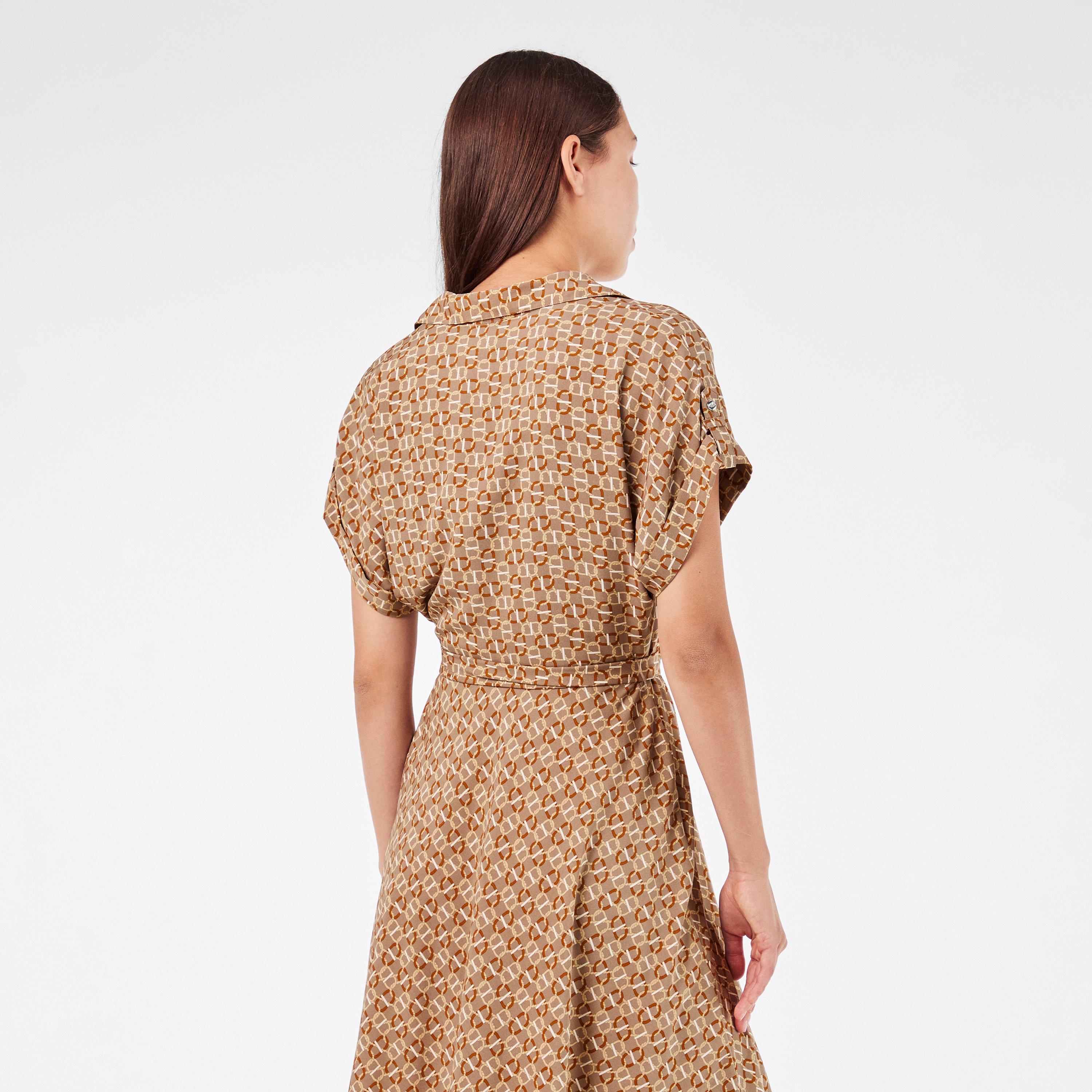 Taupe Multi - Lauren by Ralph Lauren - Women's Real Leather Fratillio Wrap Dress - 4