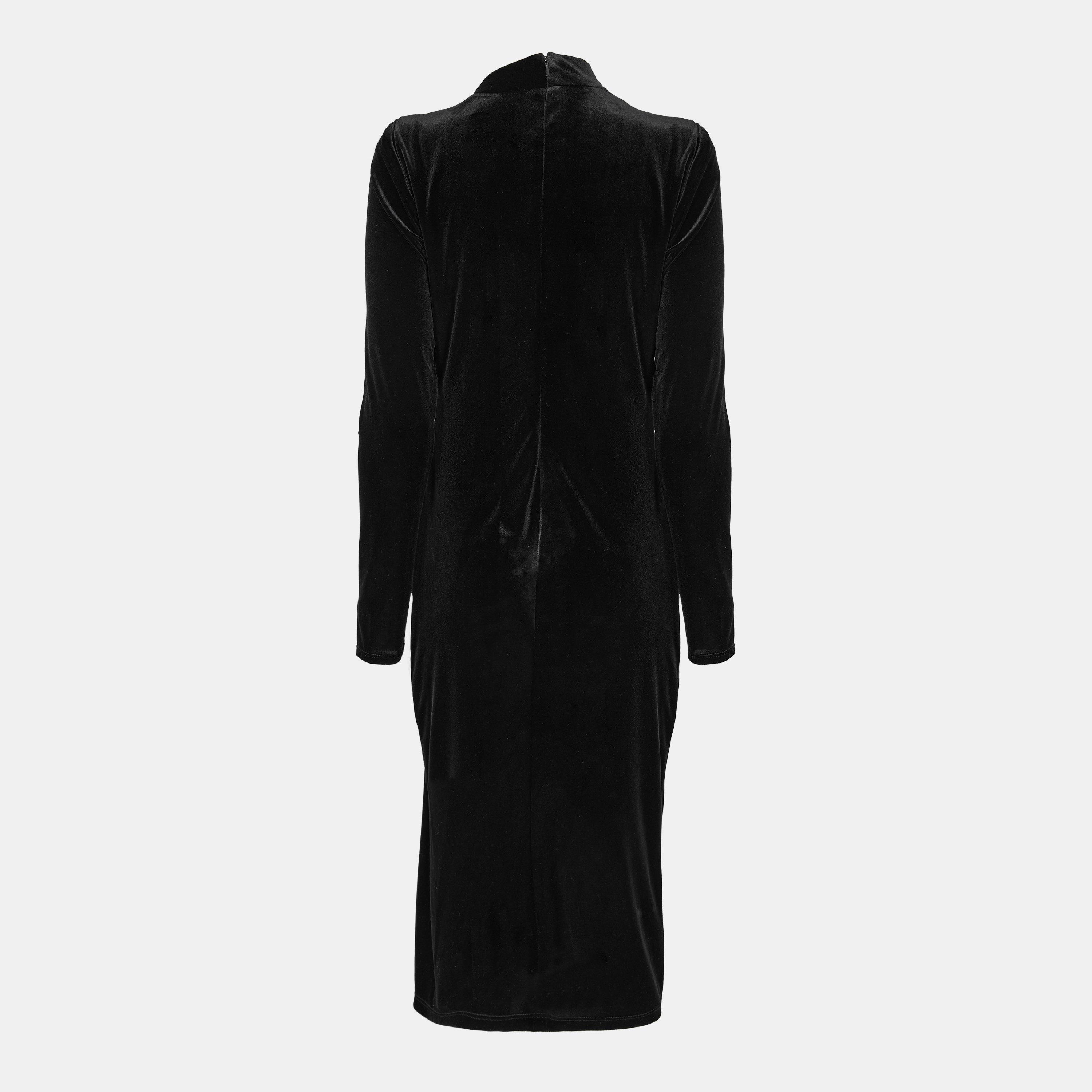 Black Velvet - Lauren by Ralph Lauren - Women's Real Leather Felrad A Line Dress - 2