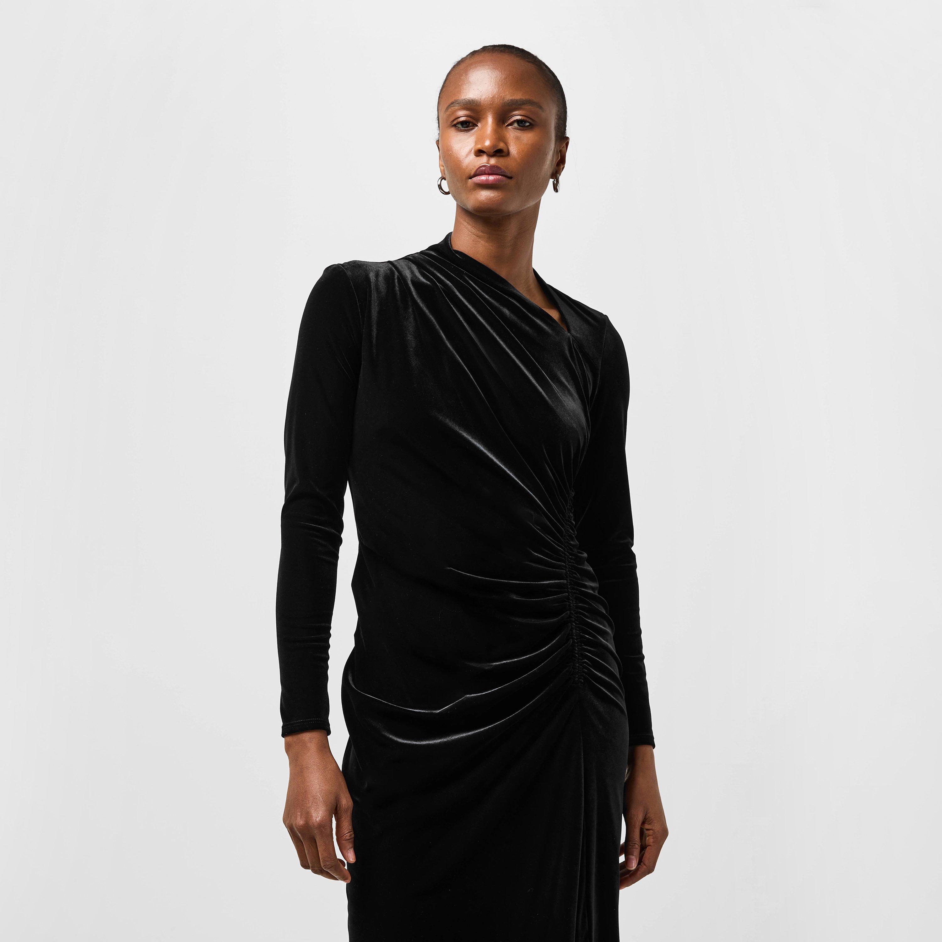 Black Velvet - Lauren by Ralph Lauren - Women's Real Leather Felrad A Line Dress - 3