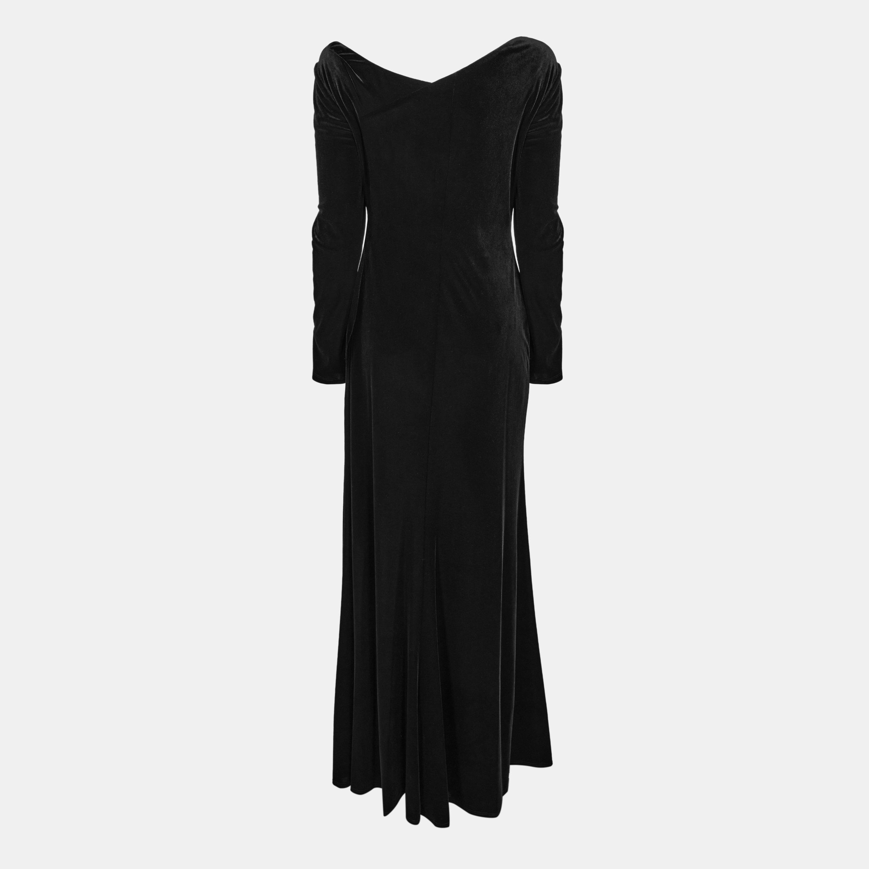Black Velvet - Lauren by Ralph Lauren - Women's Real Leather Cateema Ball Gown - 2