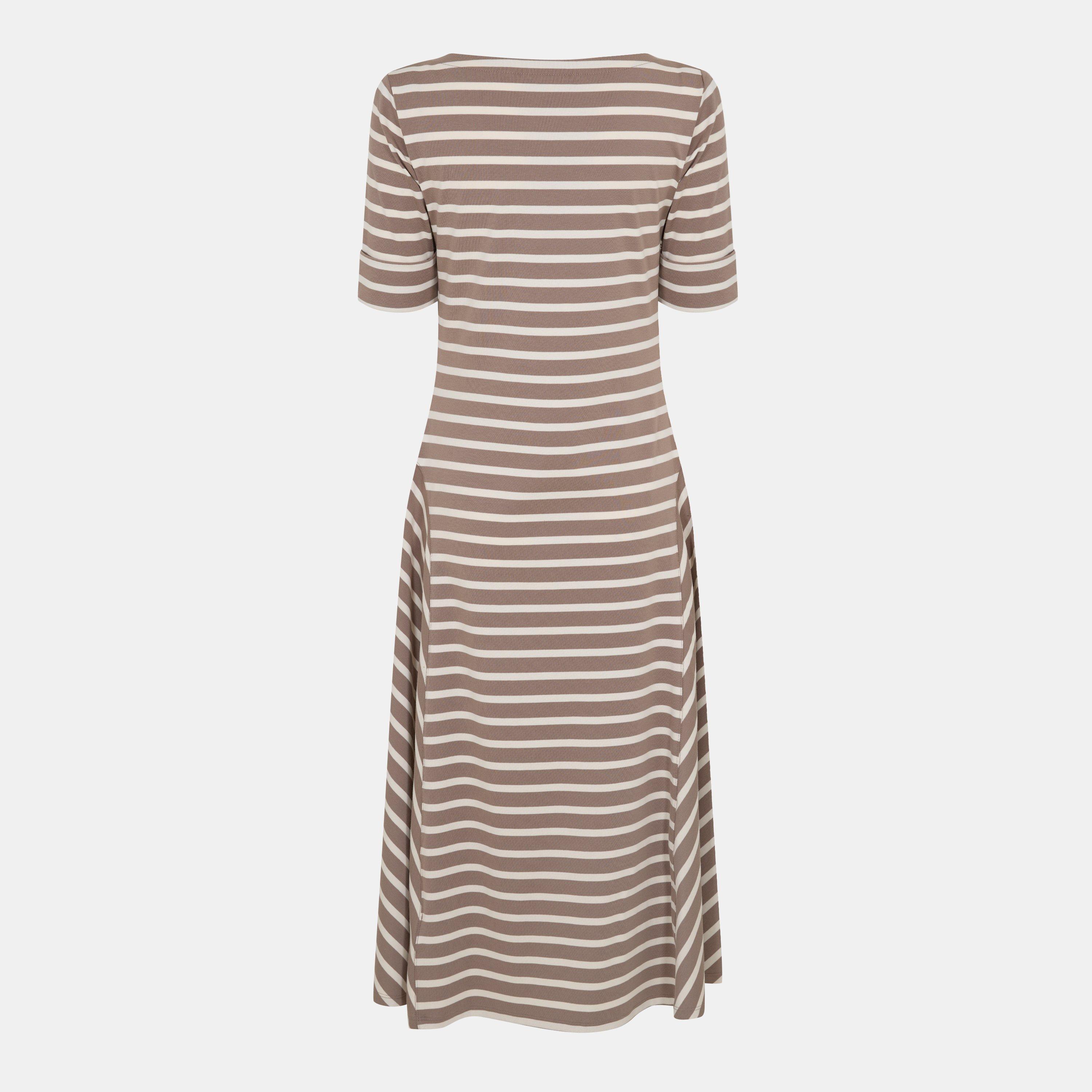 Taupe/Masc Crm - Lauren by Ralph Lauren - Women's Real Leather Munzie T-Shirt Dress - 2