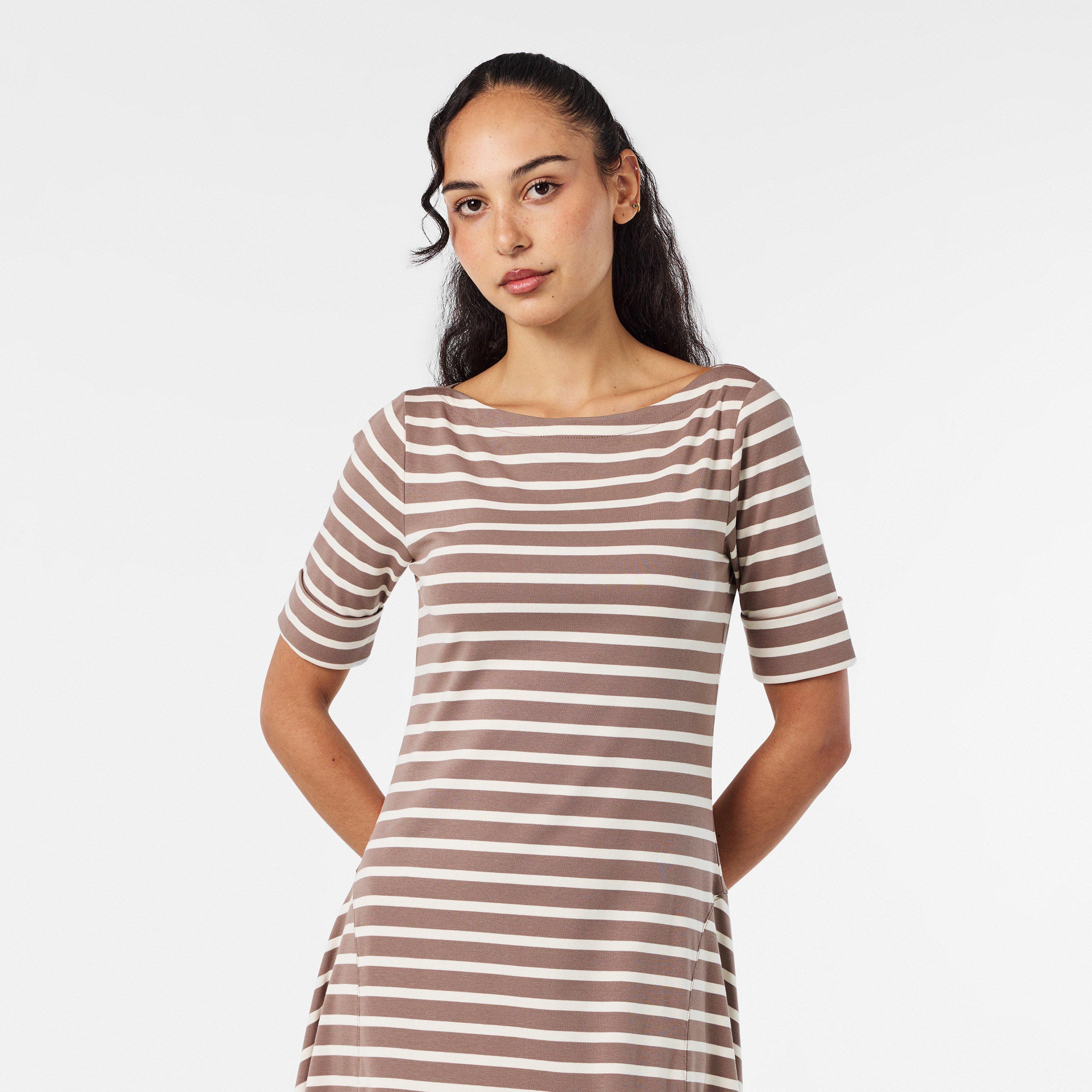 Taupe/Masc Crm - Lauren by Ralph Lauren - Women's Real Leather Munzie T-Shirt Dress - 3