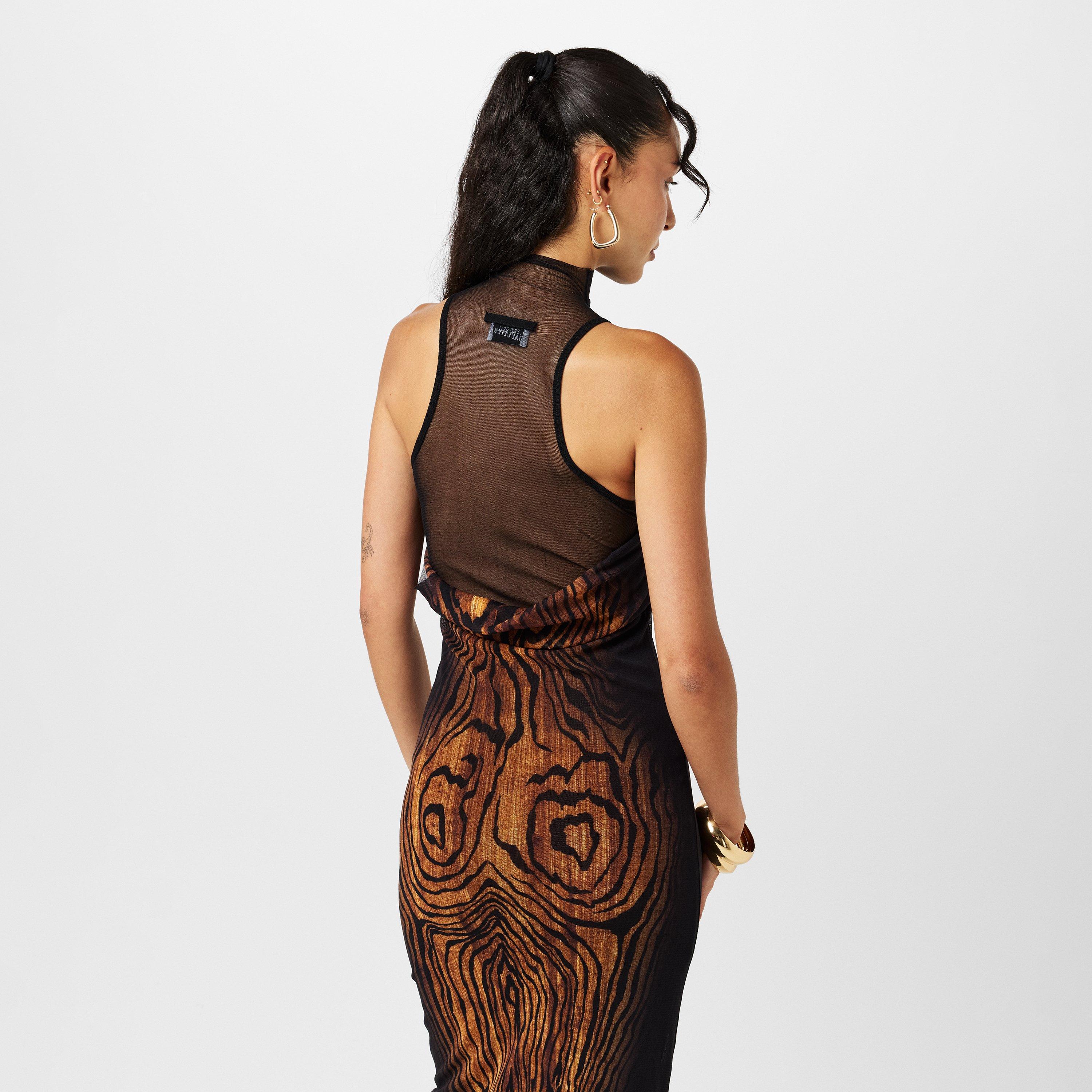 Black/Brwn - Jean Paul Gaultier - Women's Printed Maxi Dress - 4