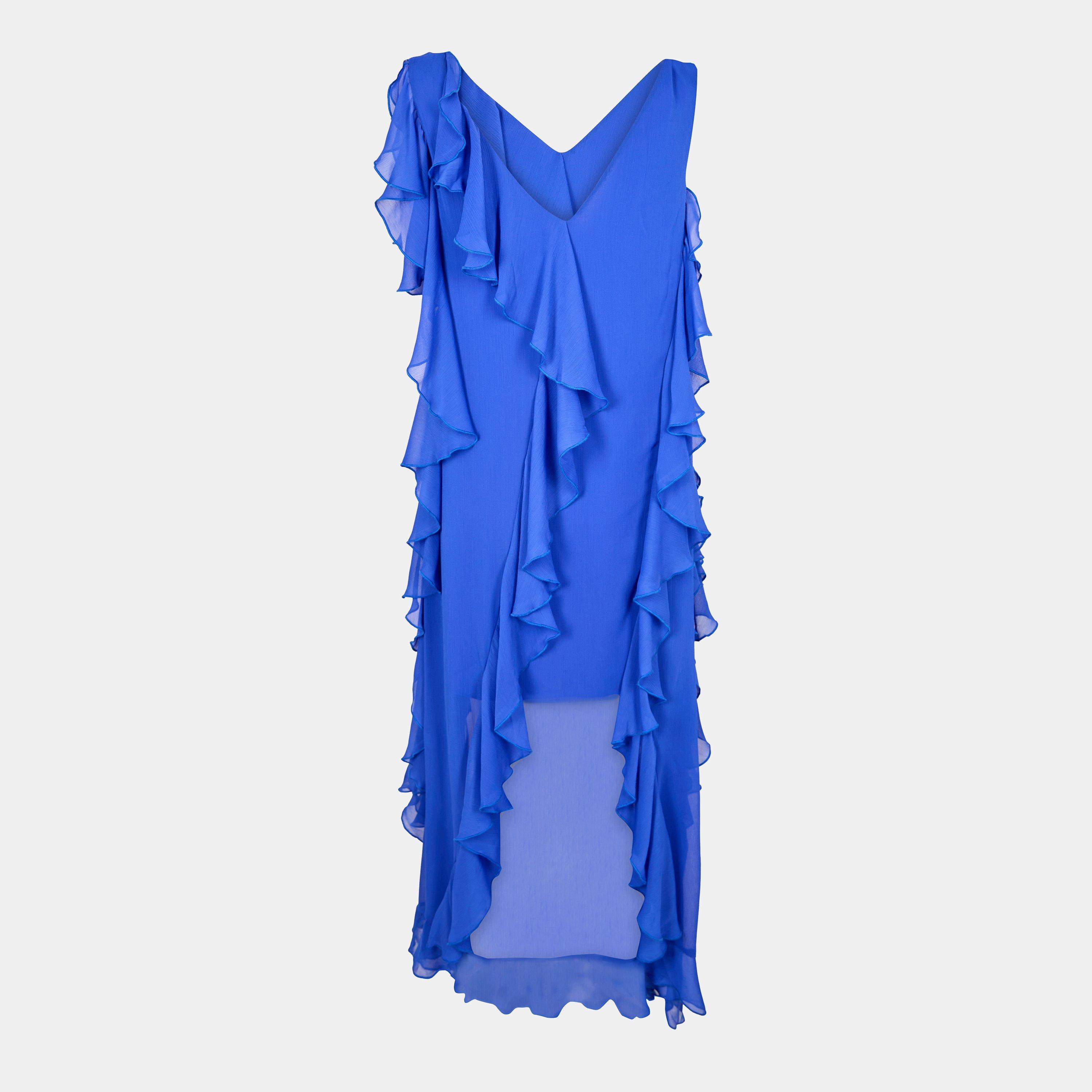 Blue - Biba - Women's Ruffle Dip Slip Dress - 2