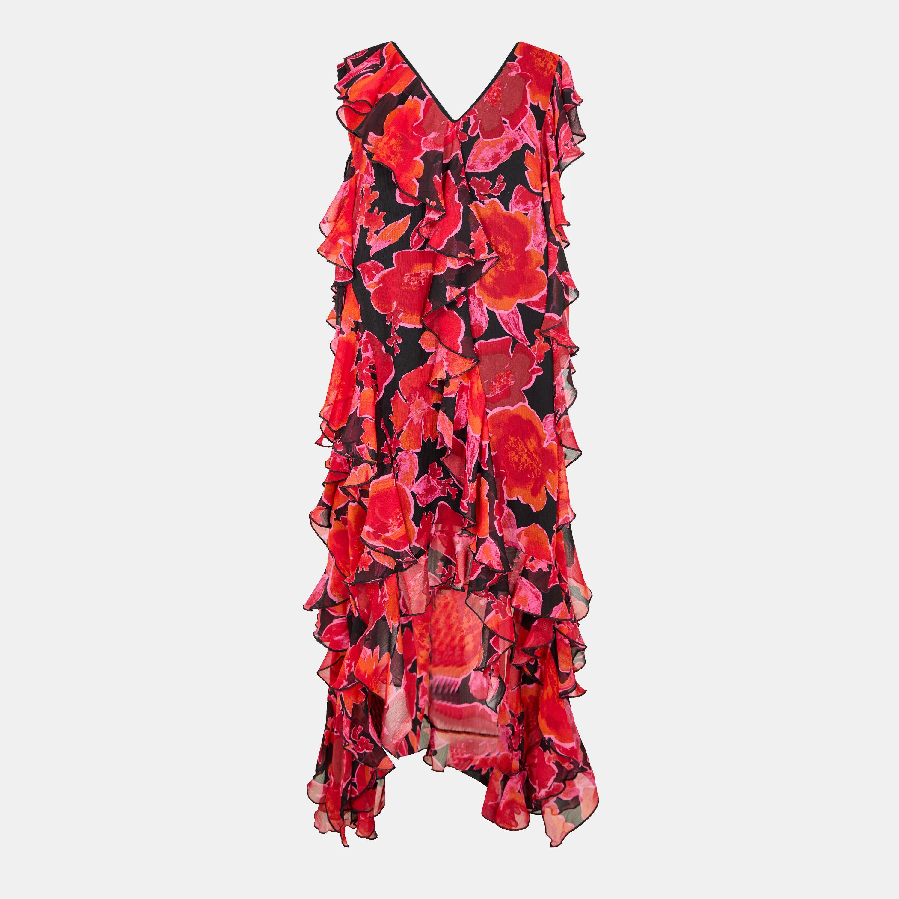Floral print - Biba - Women's Ruffle Dip Slip Dress - 1