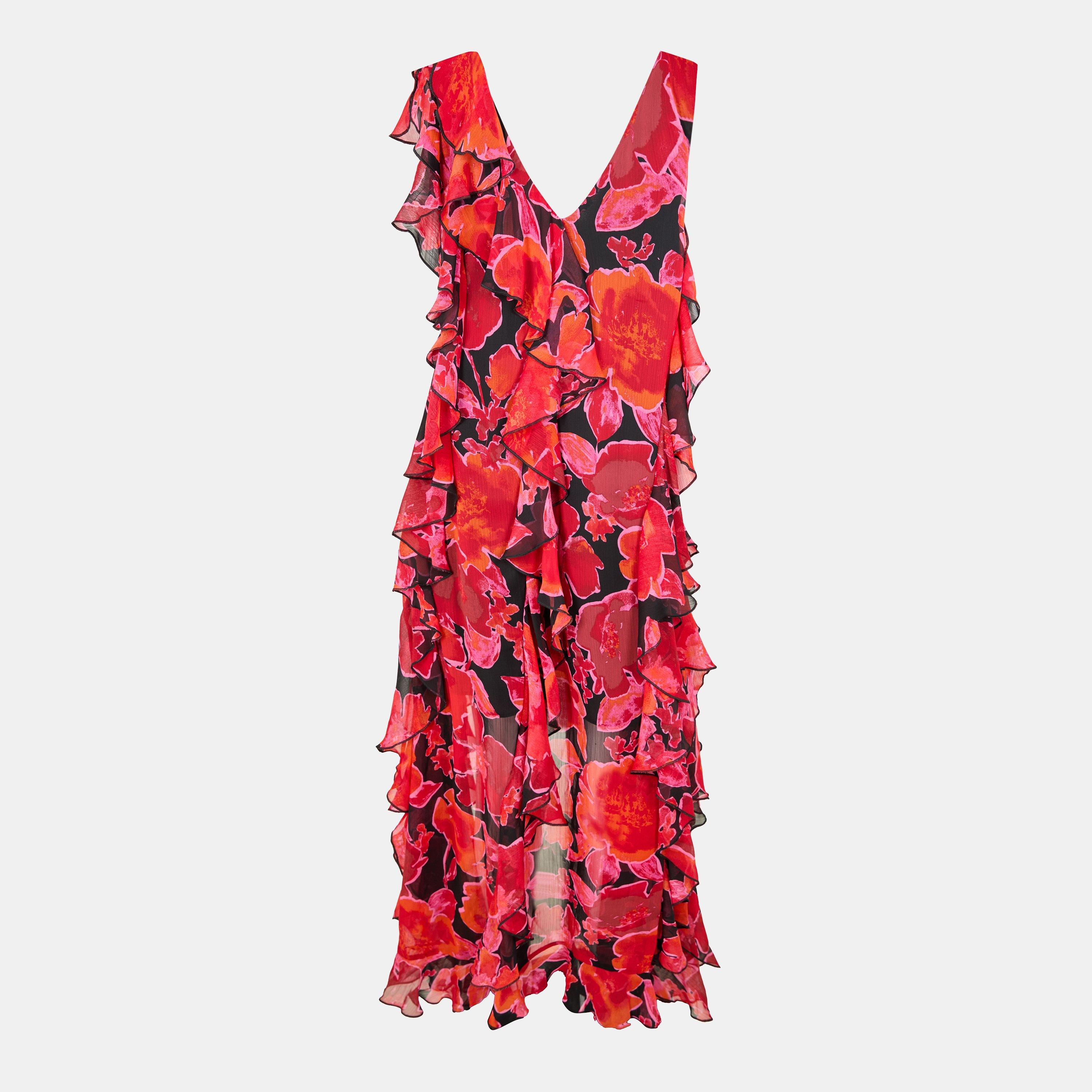Blumenmuster - Biba - Women's Ruffle Dip Slip Dress - 2