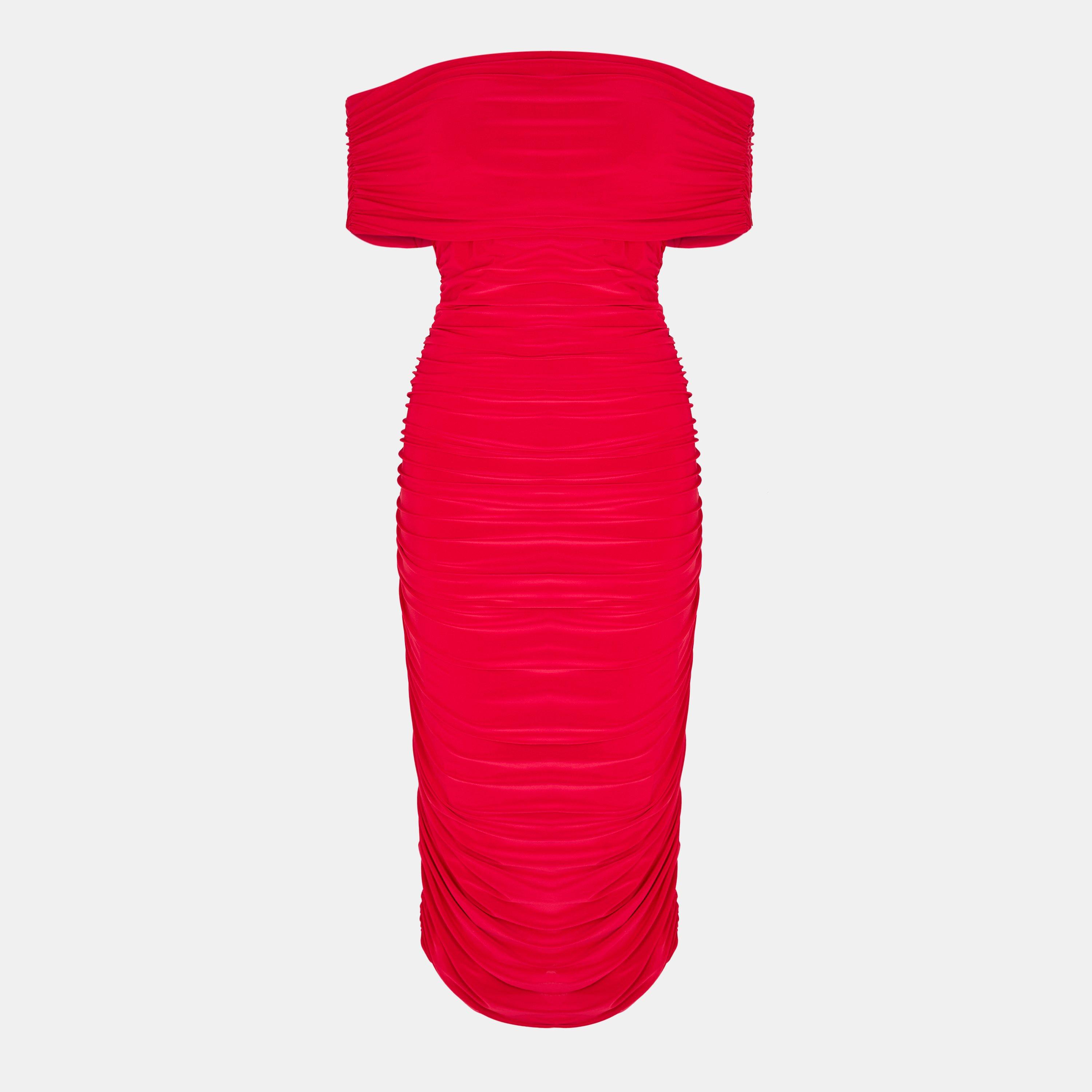 Red - Biba - Women's Bardot Slinky Dress - 1
