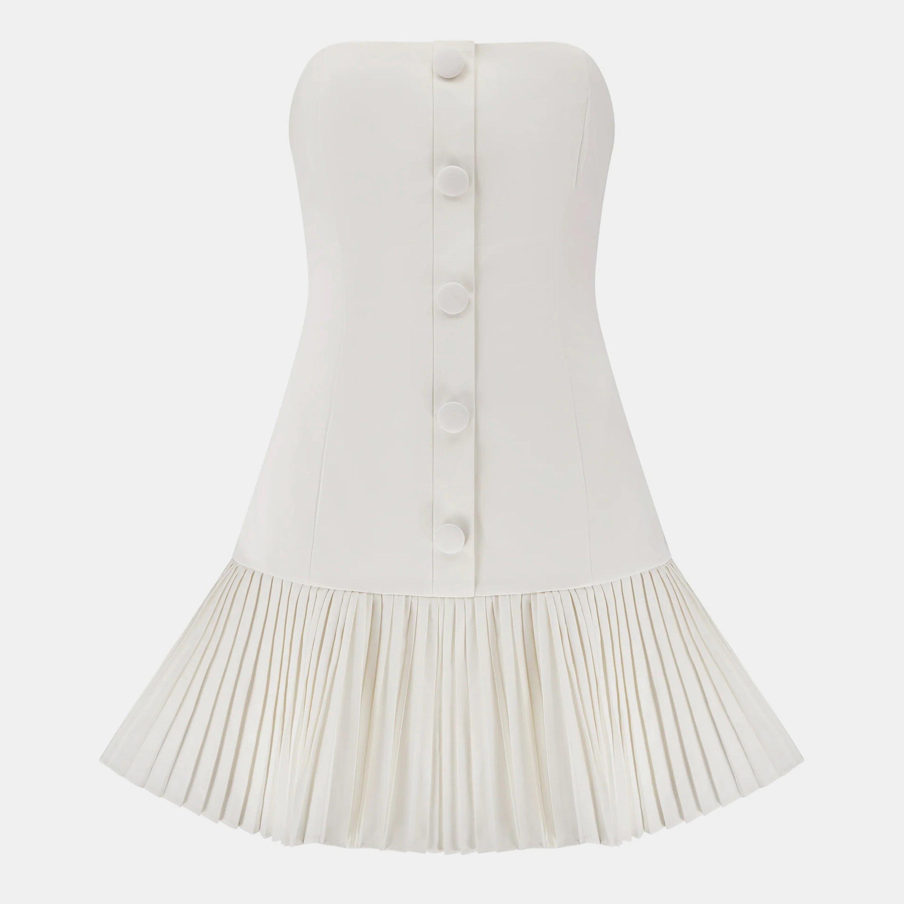 Odd Muse The Ultimate Muse Button Up Strapless Mini Dress - White - L