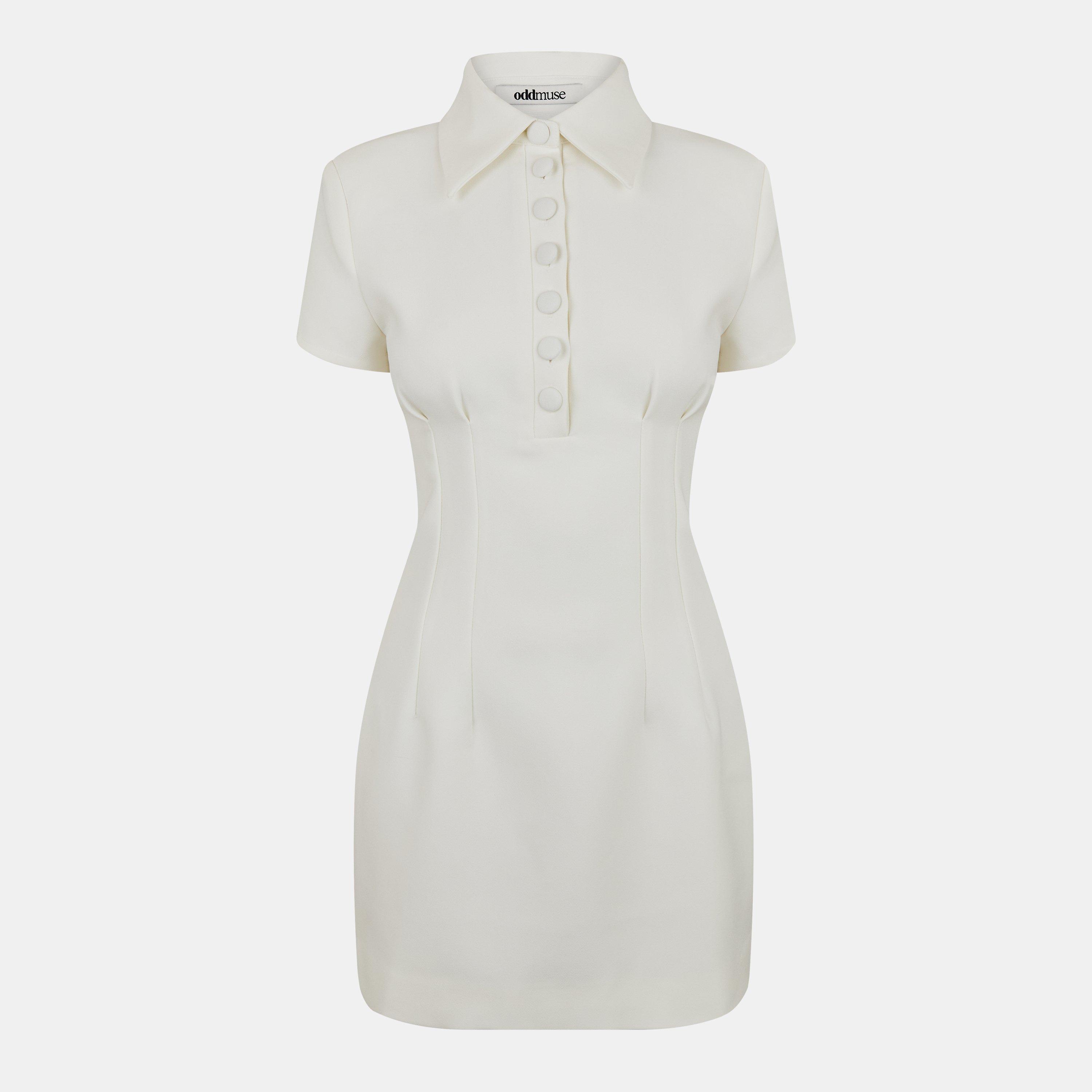 White - Odd Muse - The Ultimate Muse Collared Mini Dress - 1