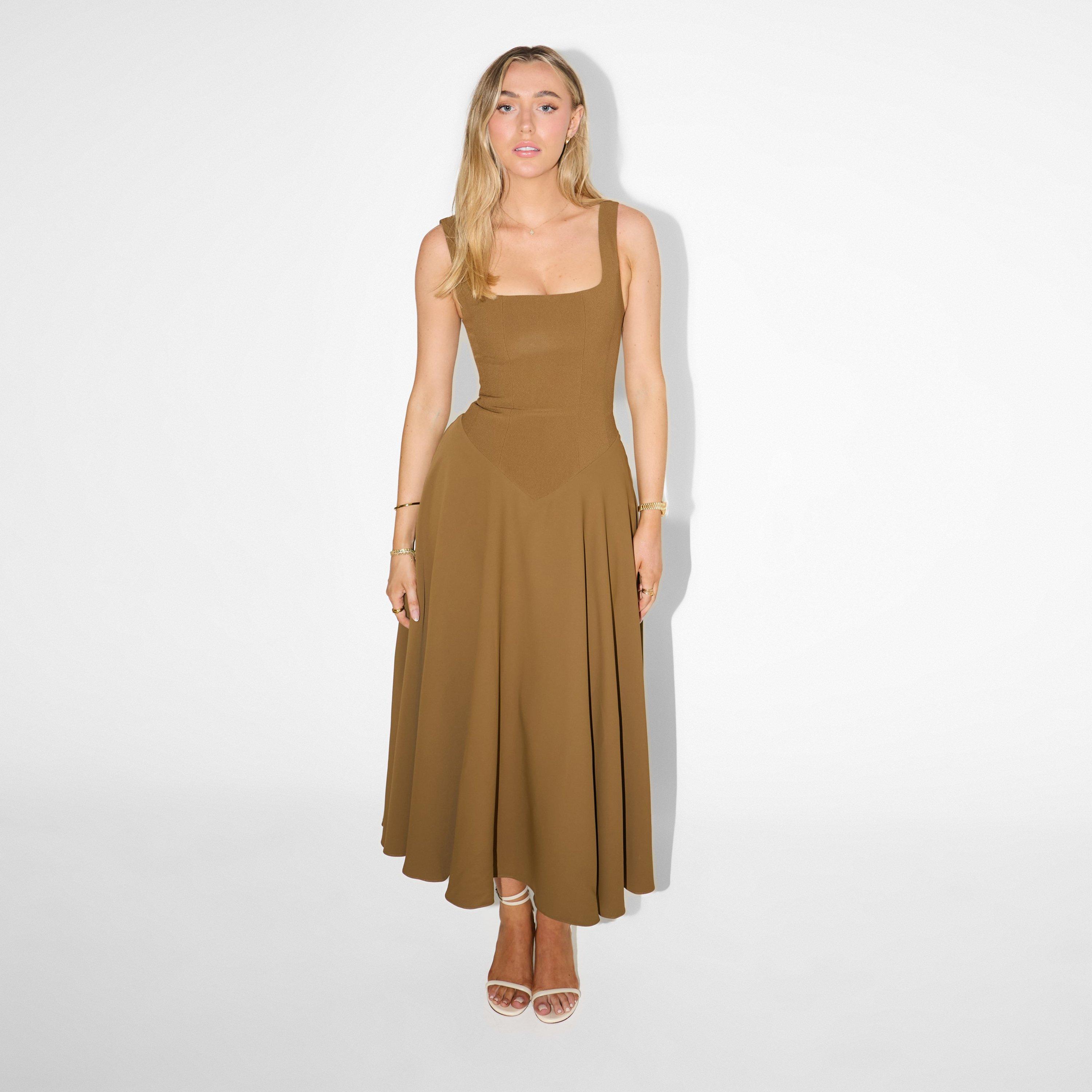 Olive - Odd Muse - The Ultimate Muse Low Waist Square Neck Midi Dress - 4