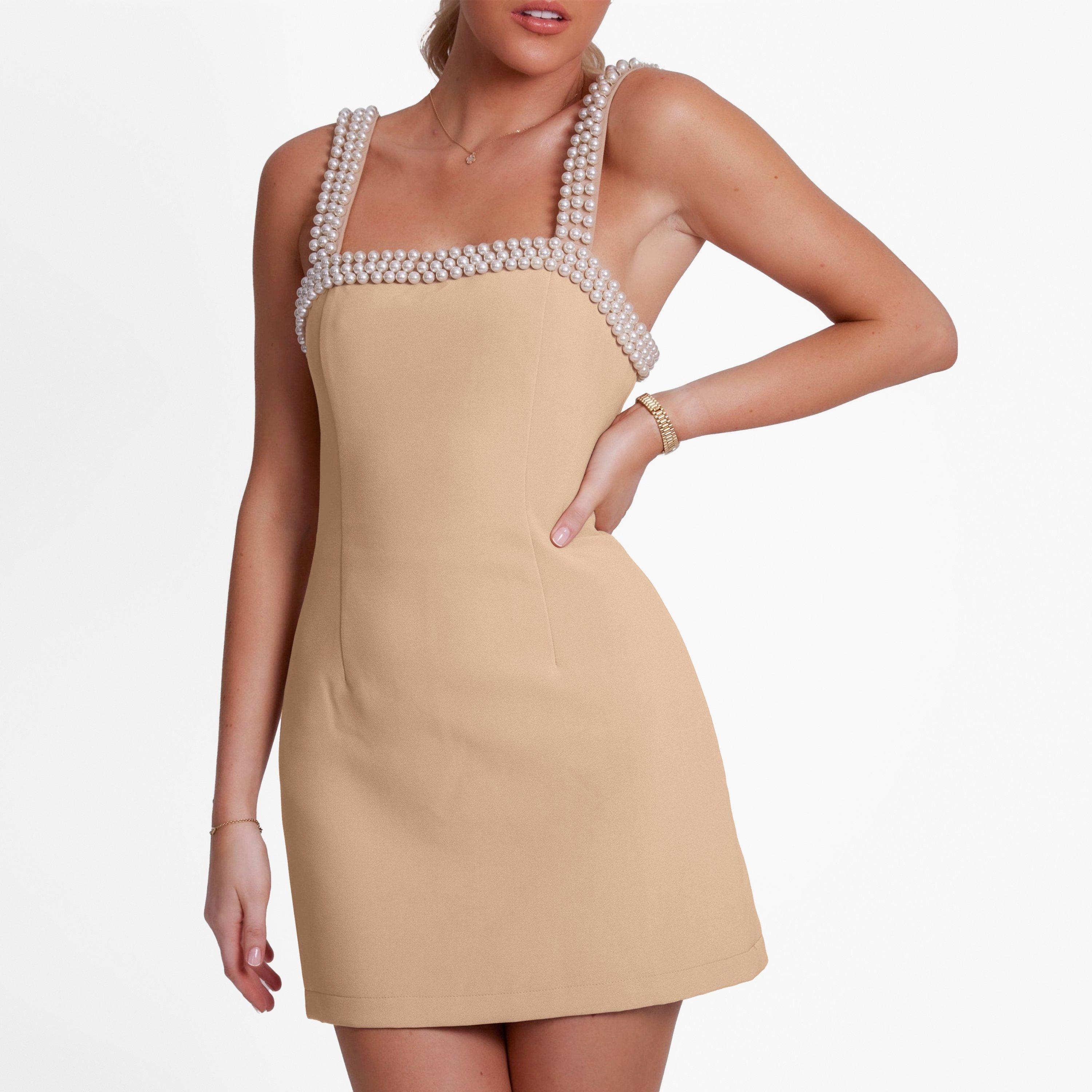 Camel - Odd Muse - The Ultimate Muse Pearl Trim Mini Dress - 3