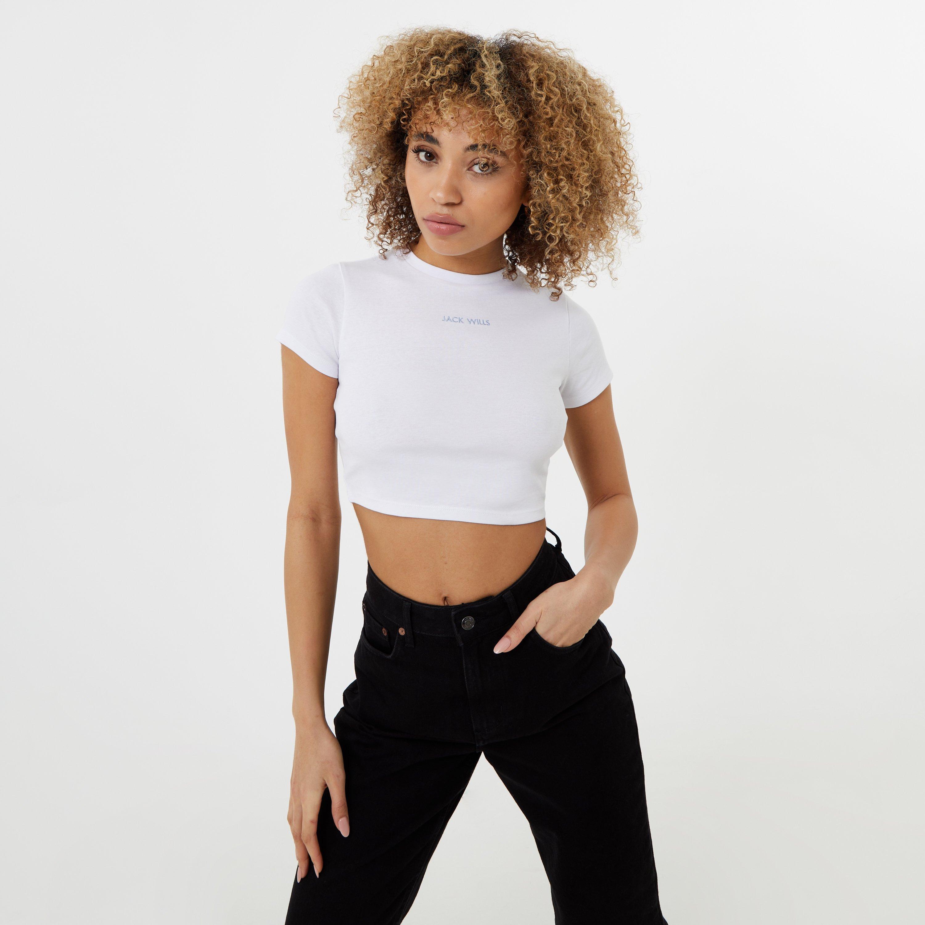 Wit/Zacht Blauw - Jack Wills - Cropped Baby Tee - 1