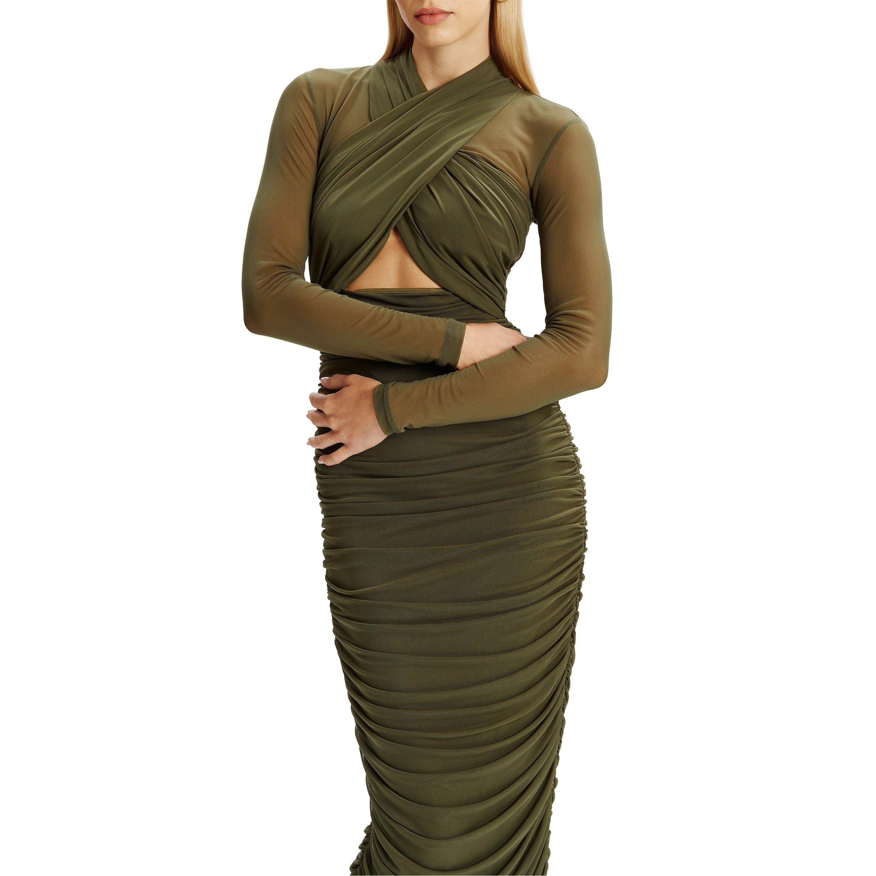 Dark Khaki - Bardot - Women's Aliyah Bodycon Dress - 4