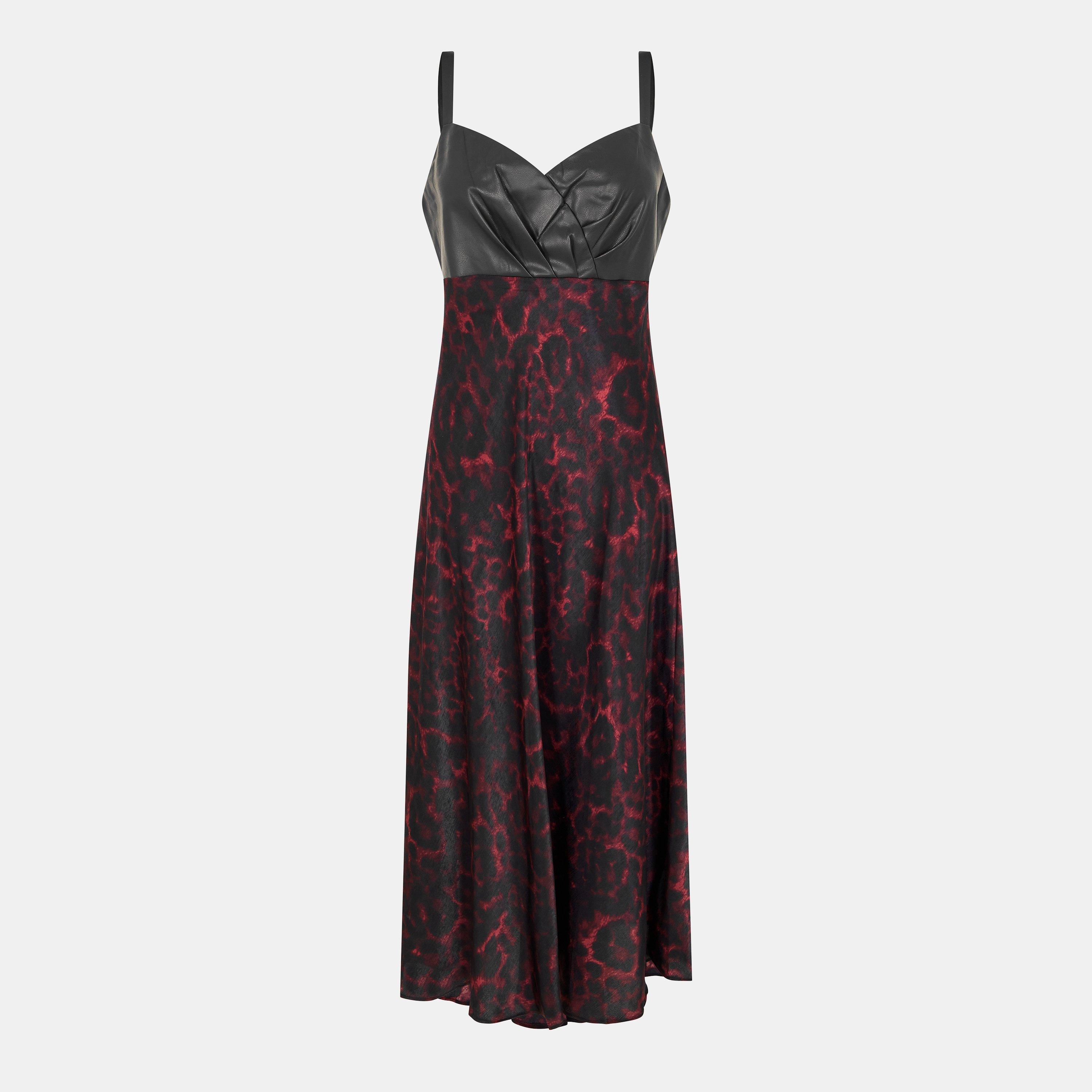 Merlot Cheetah - DKNY - Women's Mix A Line Dress - 1
