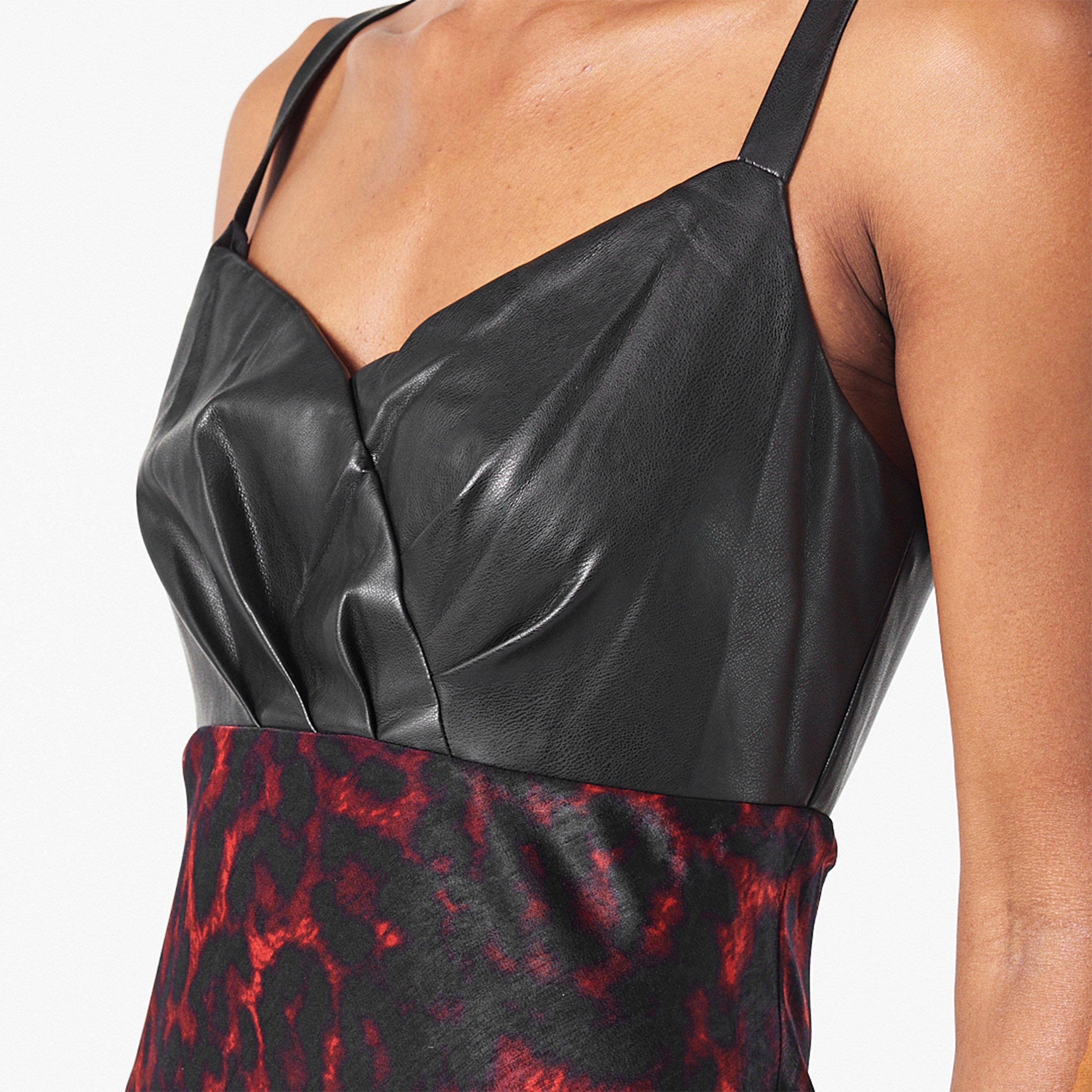 Merlot Cheetah - DKNY - Women's Mix A Line Dress - 5