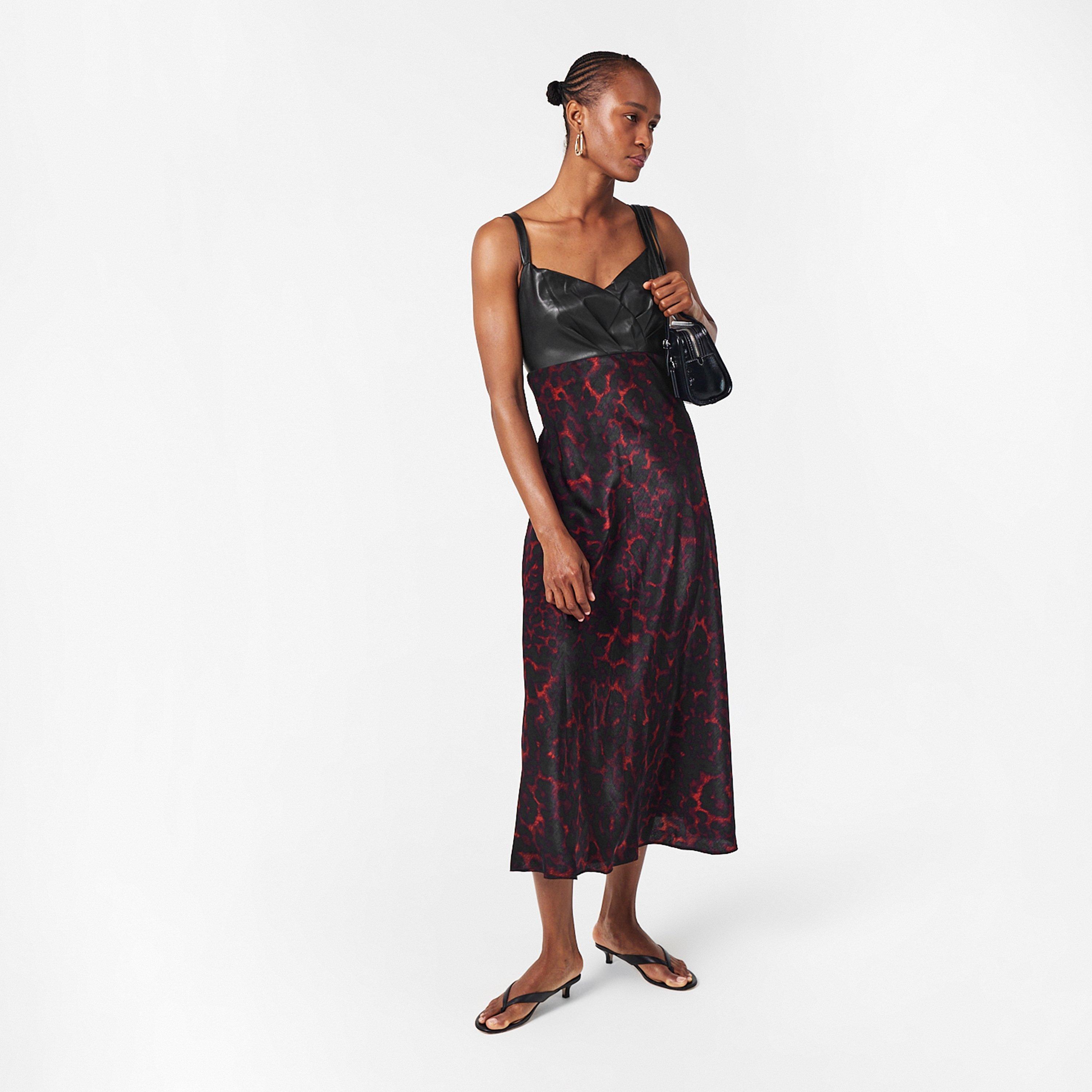 Merlot Cheetah - DKNY - Women's Mix A Line Dress - 6