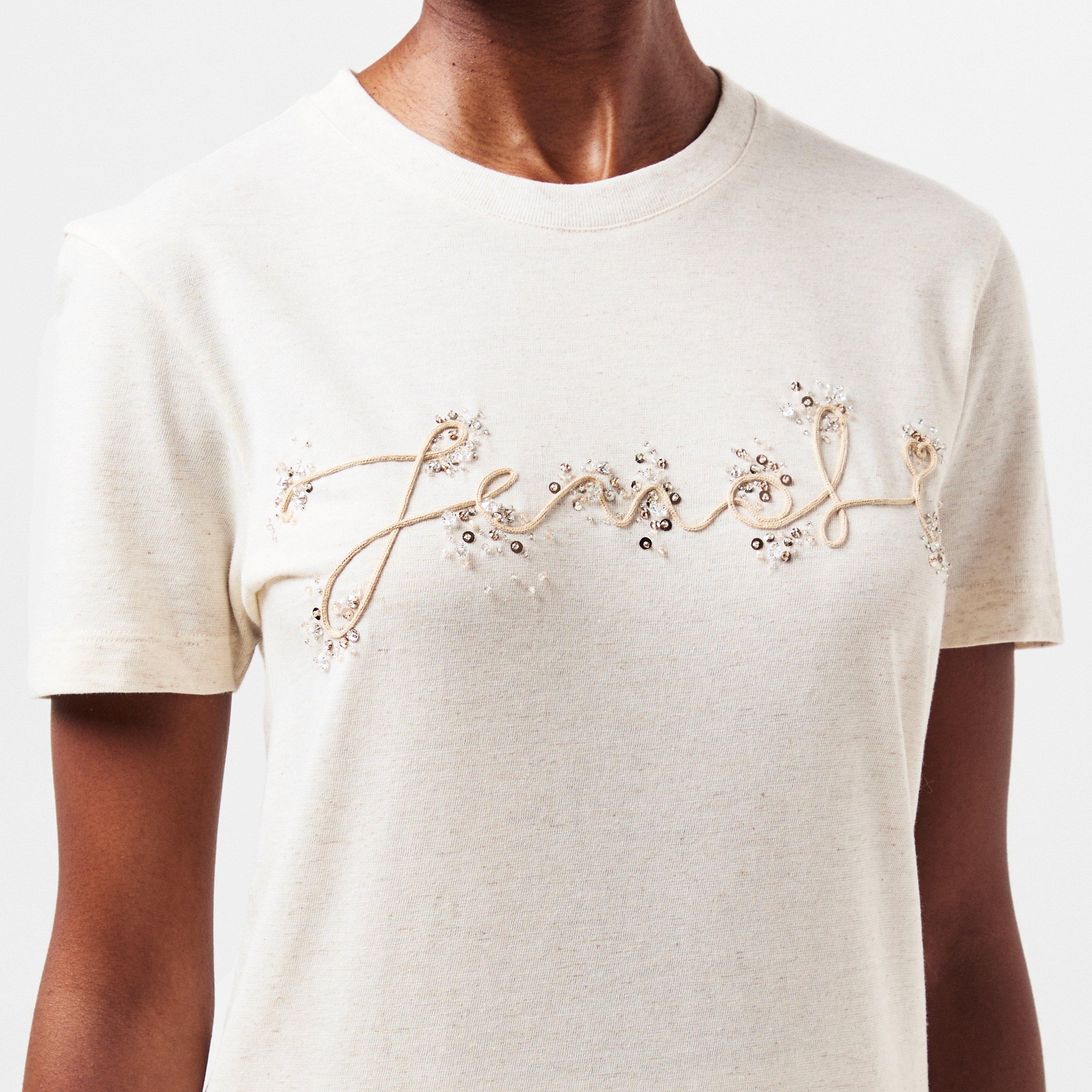 Raffia - Fendi - Women's Embroidered T-Shirt - 5
