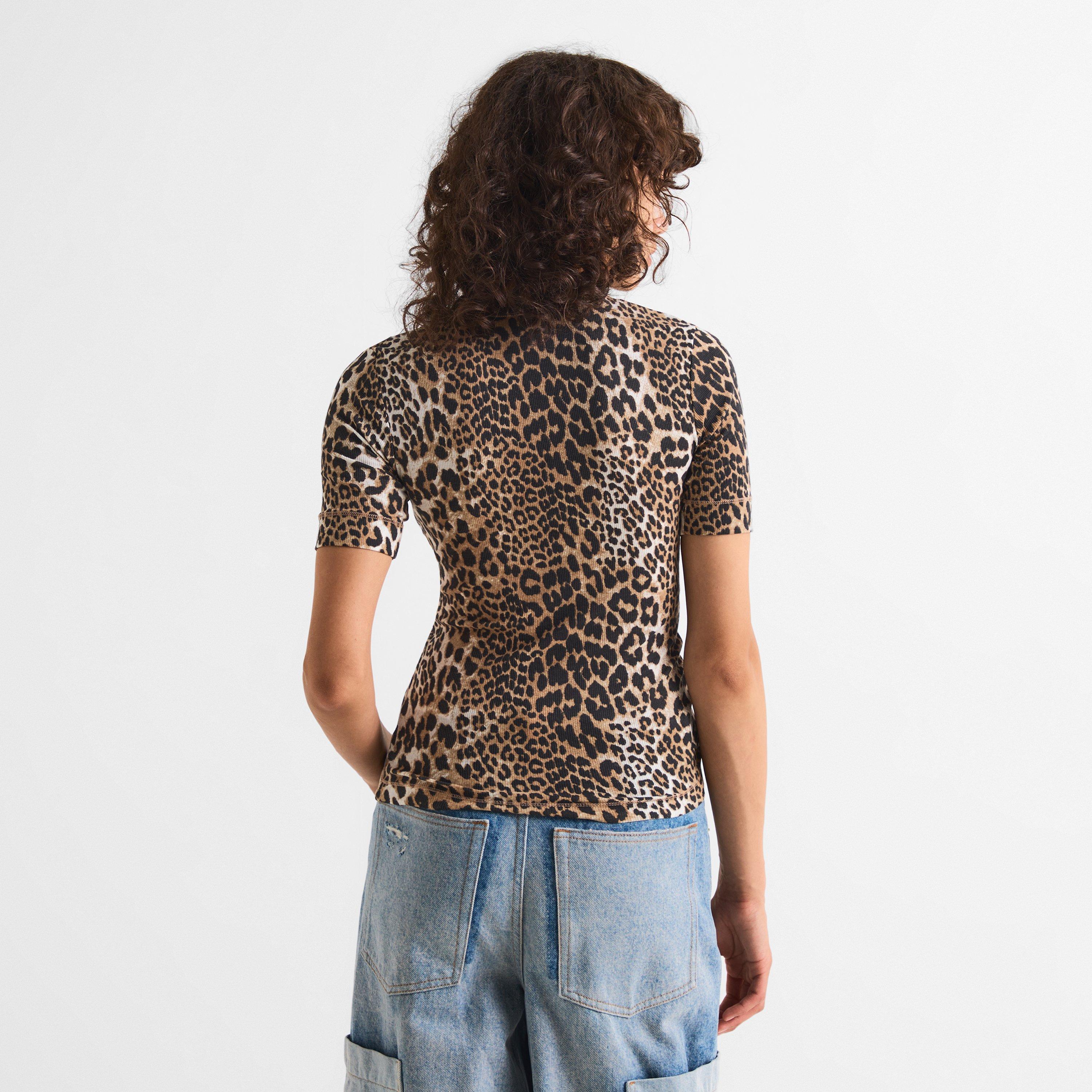 Multi - Ganni - Women's Rib Short T-Shirt - 4