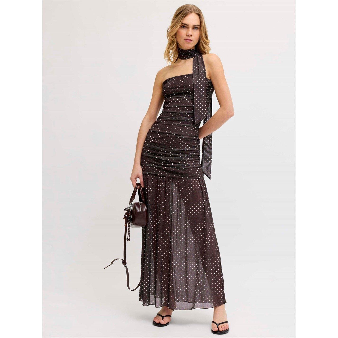 Seal Brown Dot - JJXX - Mesh Dress With Scarf - 1