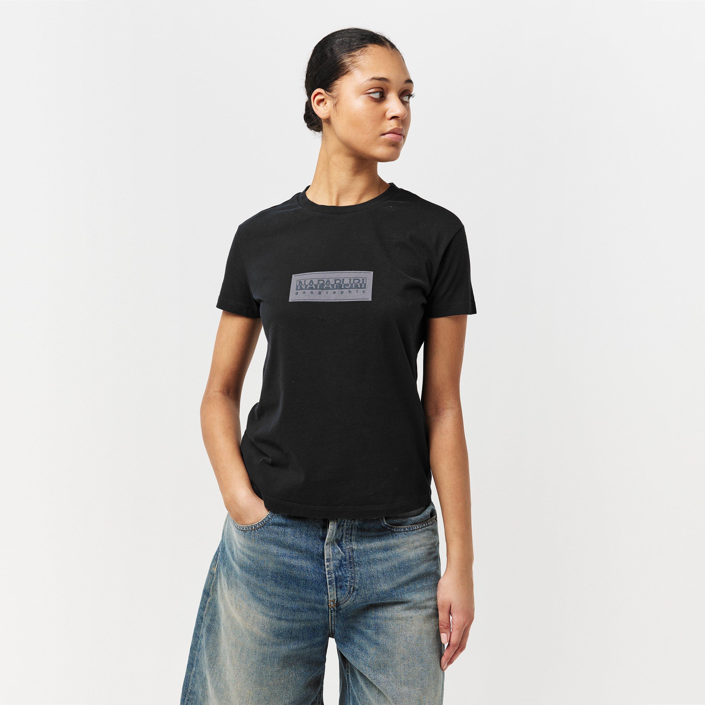 Black - Napapijri - Napapijri Box Logo Short Sleeve T-shirt Womens - 3