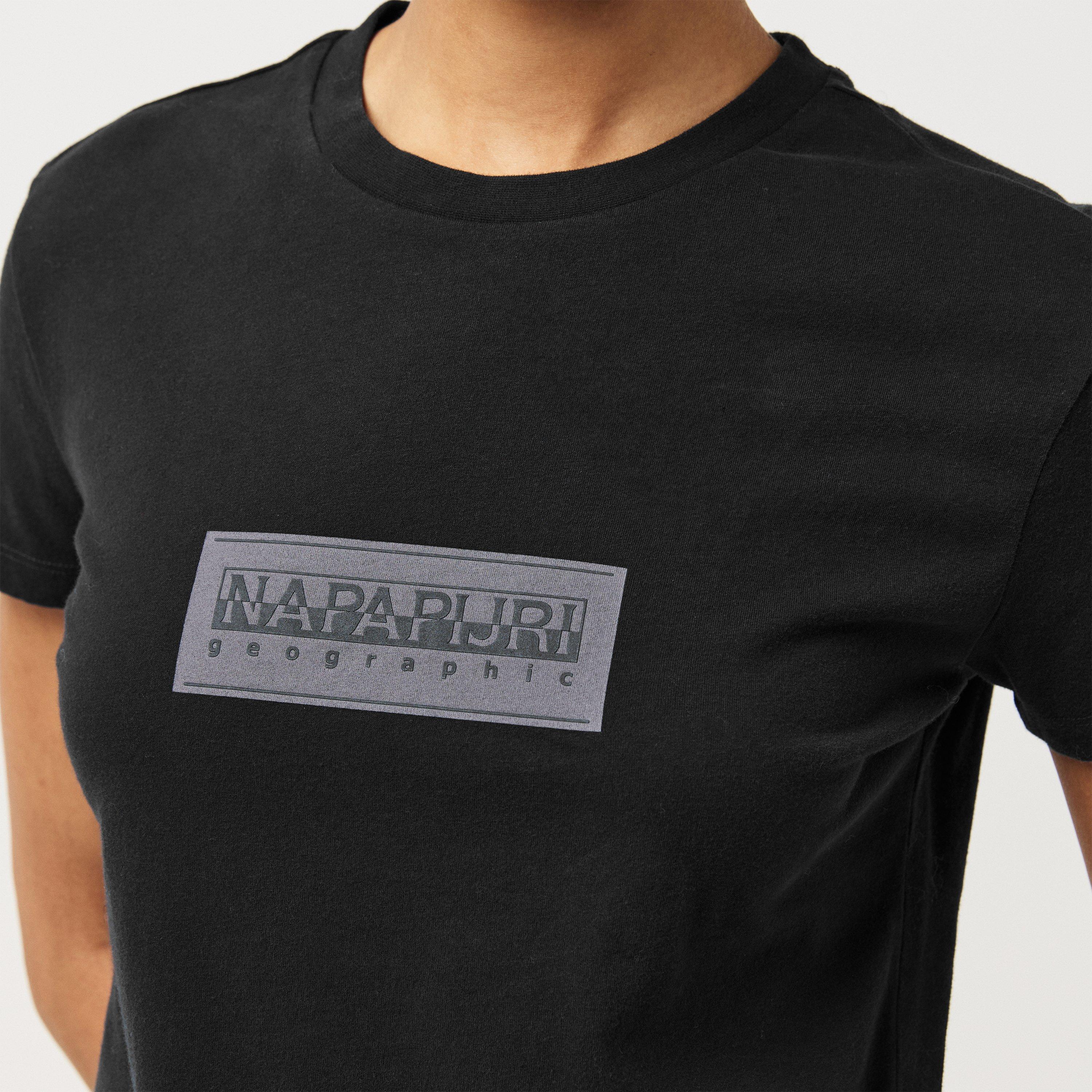 Black - Napapijri - Napapijri Box Logo Short Sleeve T-shirt Womens - 5