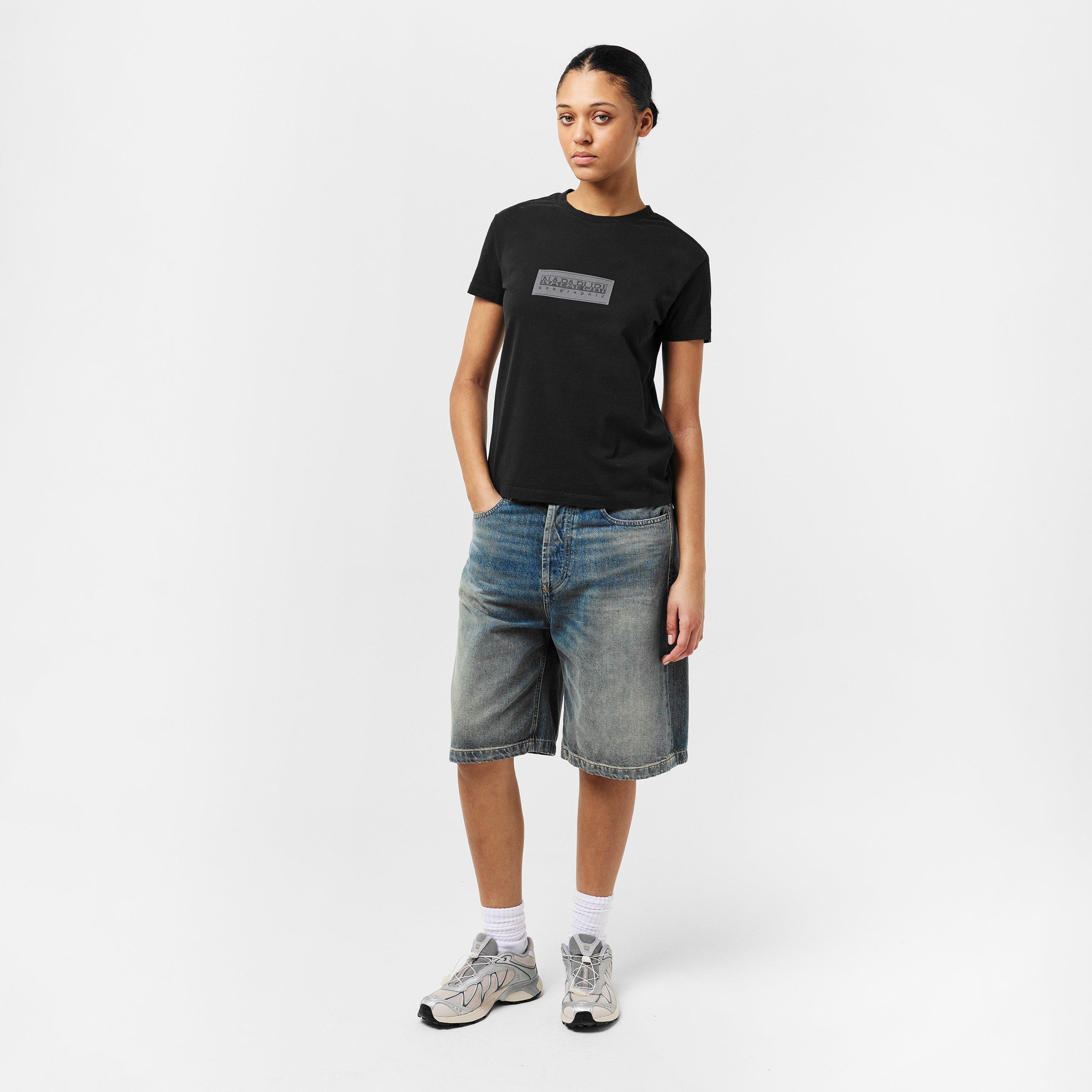 Black - Napapijri - Napapijri Box Logo Short Sleeve T-shirt Womens - 6