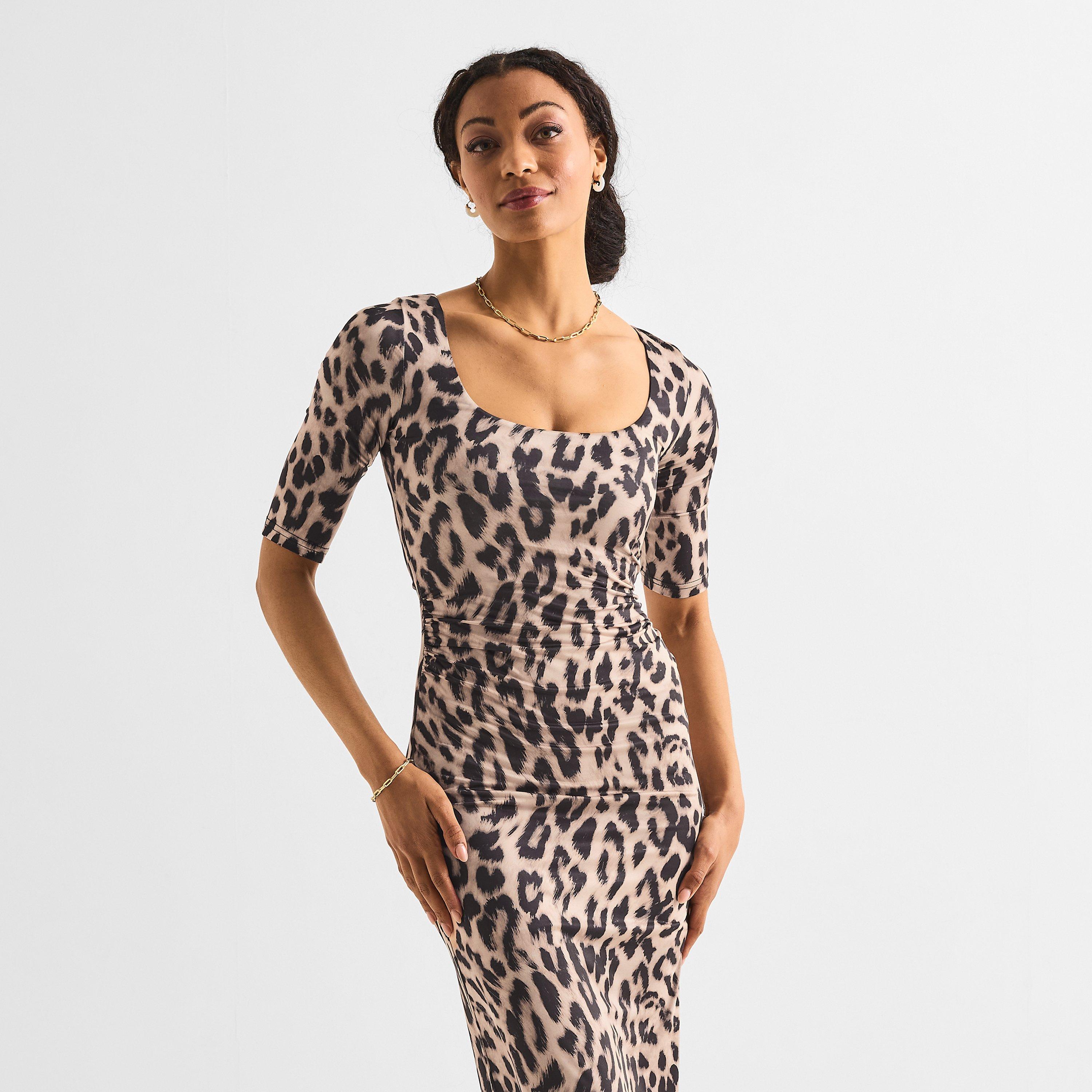Brown - Never Fully Dressed - Women's Leo Iris Leopard Print Floor Length Maxi Dress - 3