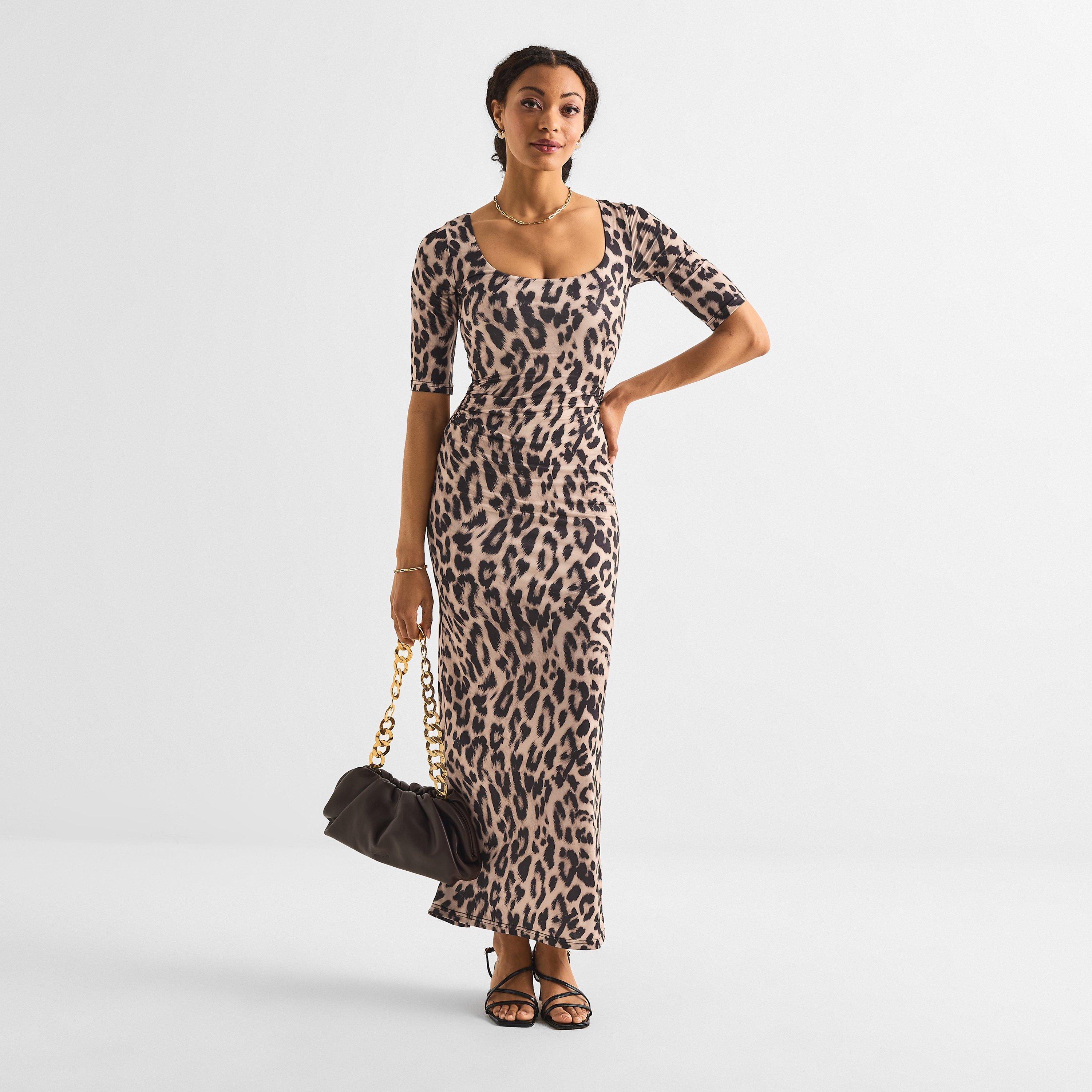 Brown - Never Fully Dressed - Women's Leo Iris Leopard Print Floor Length Maxi Dress - 5