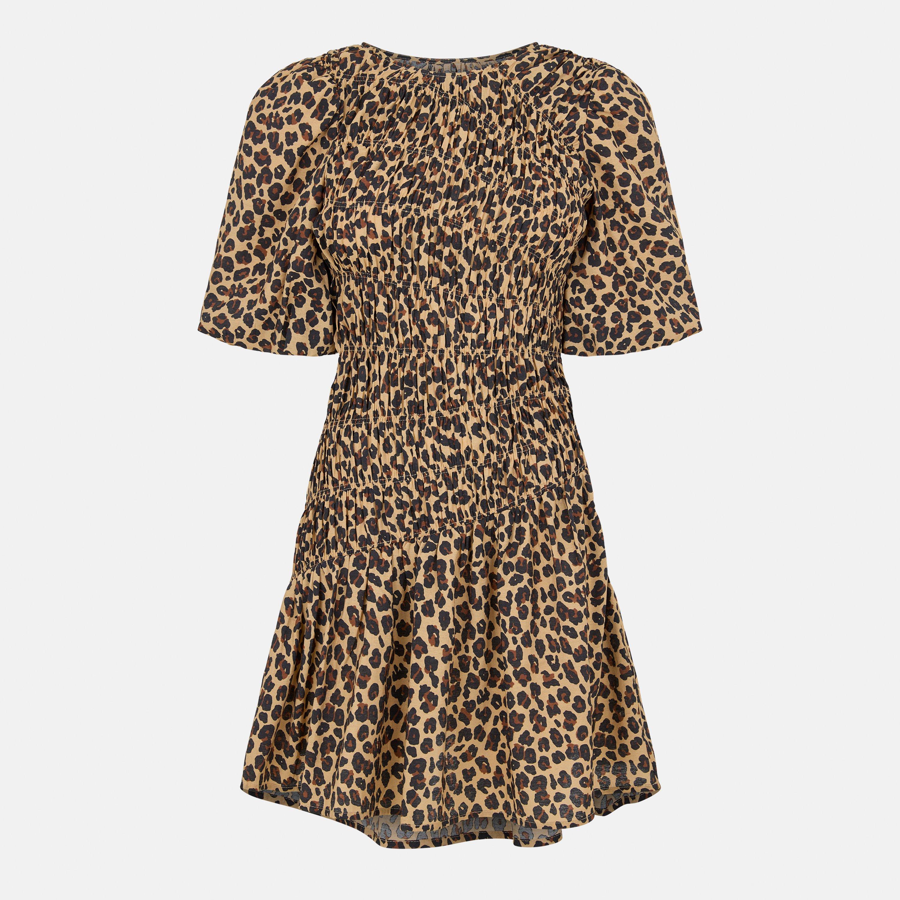 Never Fully Dressed Women's Leo Nara Print Mini Dress - Brown - 14 (L)