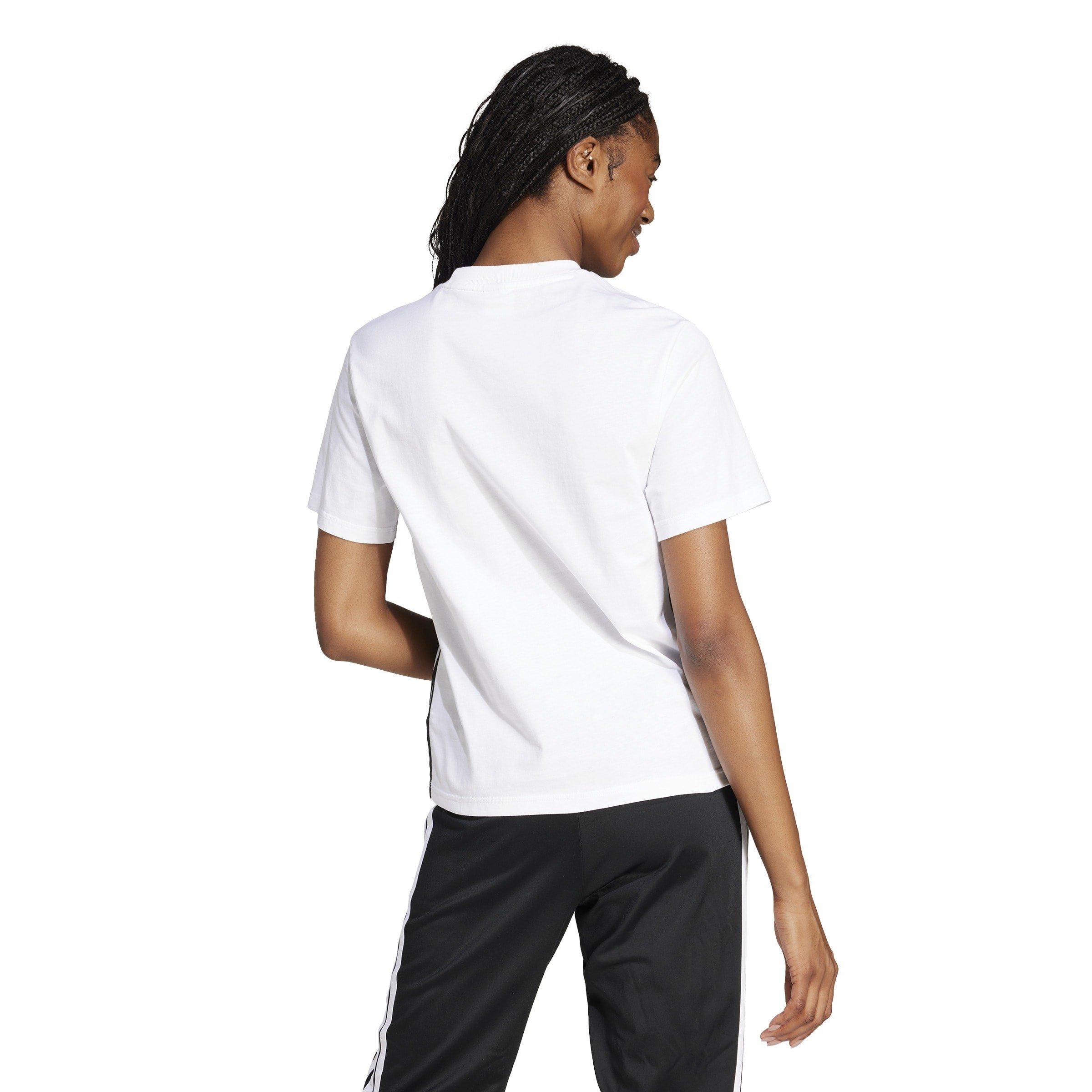 Bianco/Nero - adidas - Essentials 3-Stripes Cotton T-Shirt Womens - 3