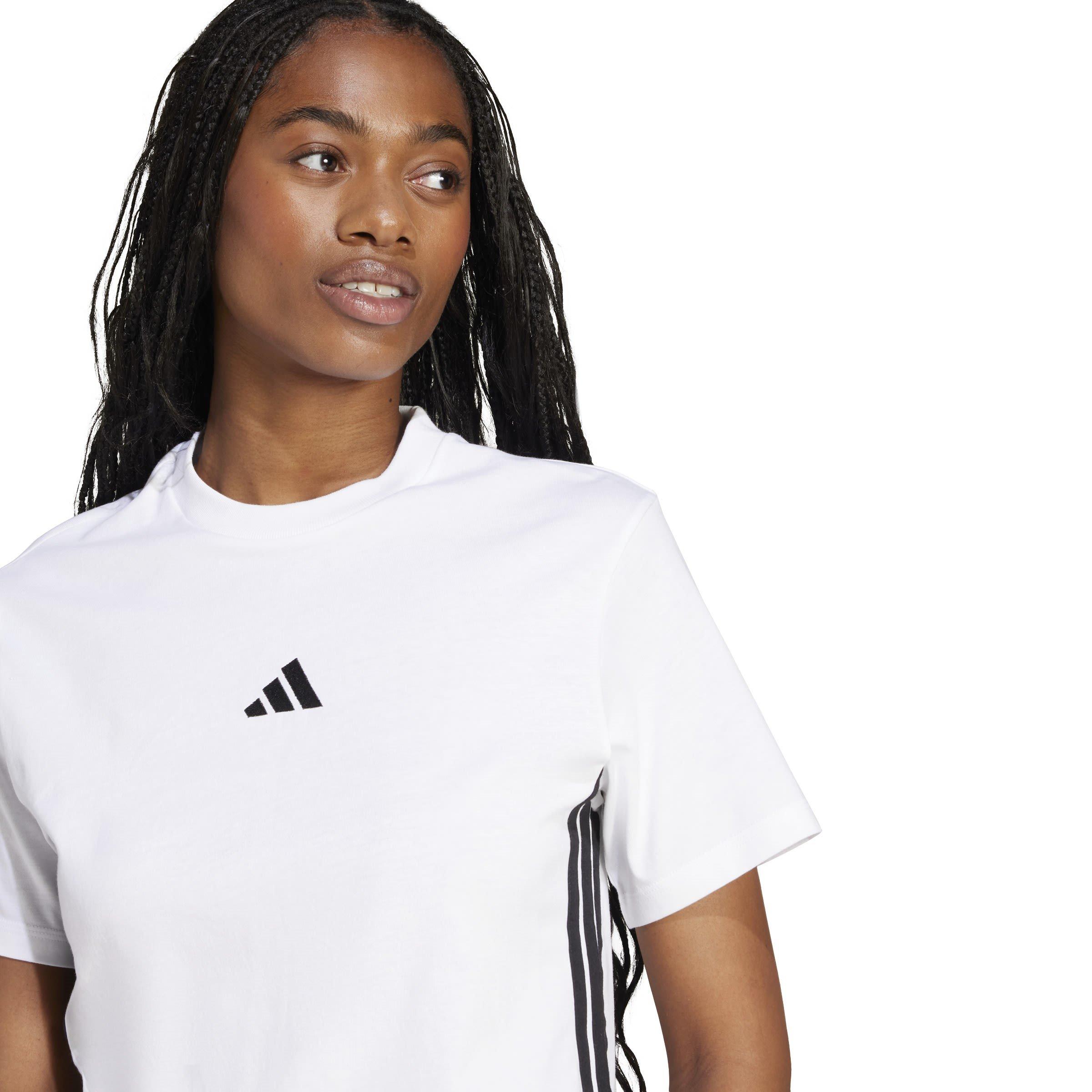 Bianco/Nero - adidas - Essentials 3-Stripes Cotton T-Shirt Womens - 4