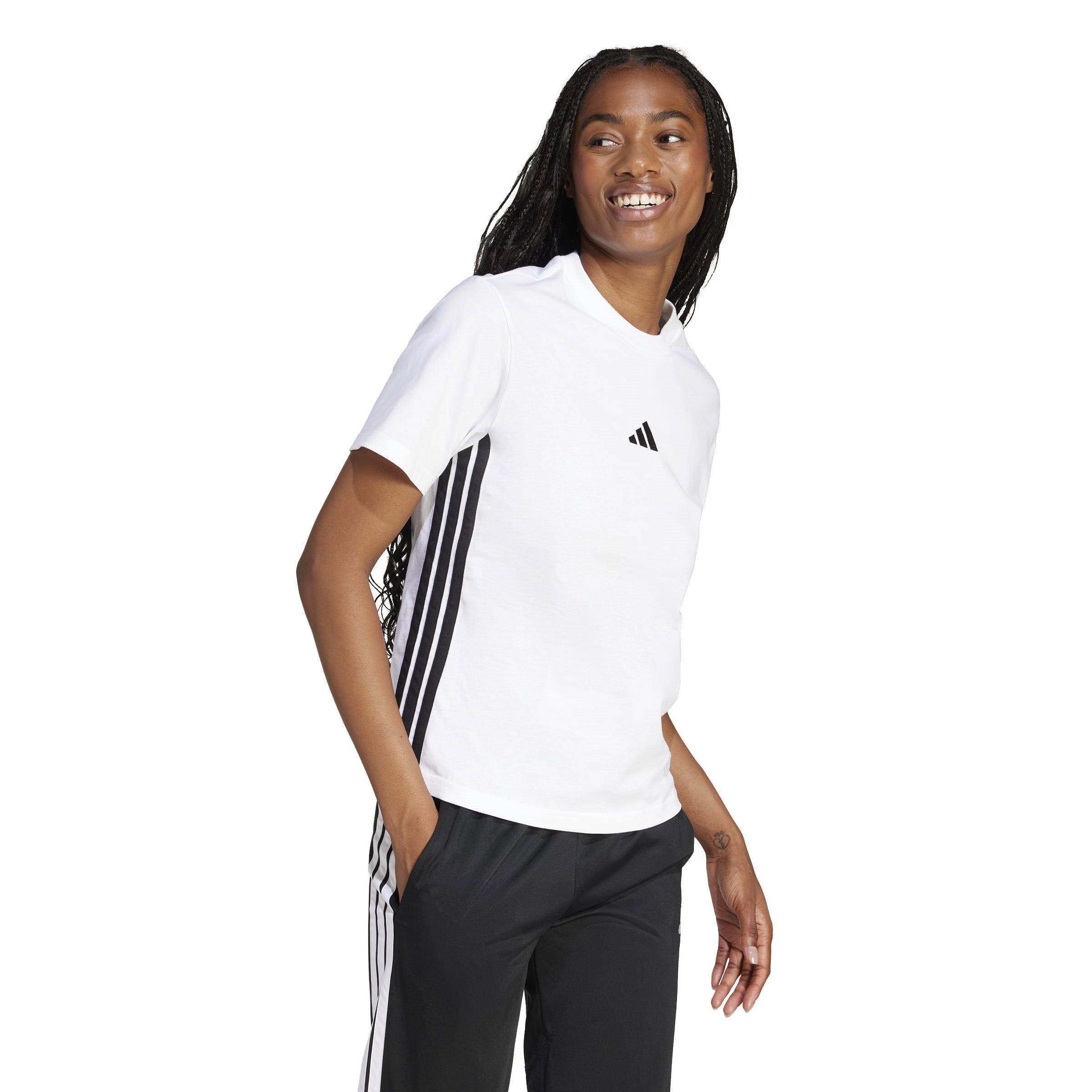 Bianco/Nero - adidas - Essentials 3-Stripes Cotton T-Shirt Womens - 6