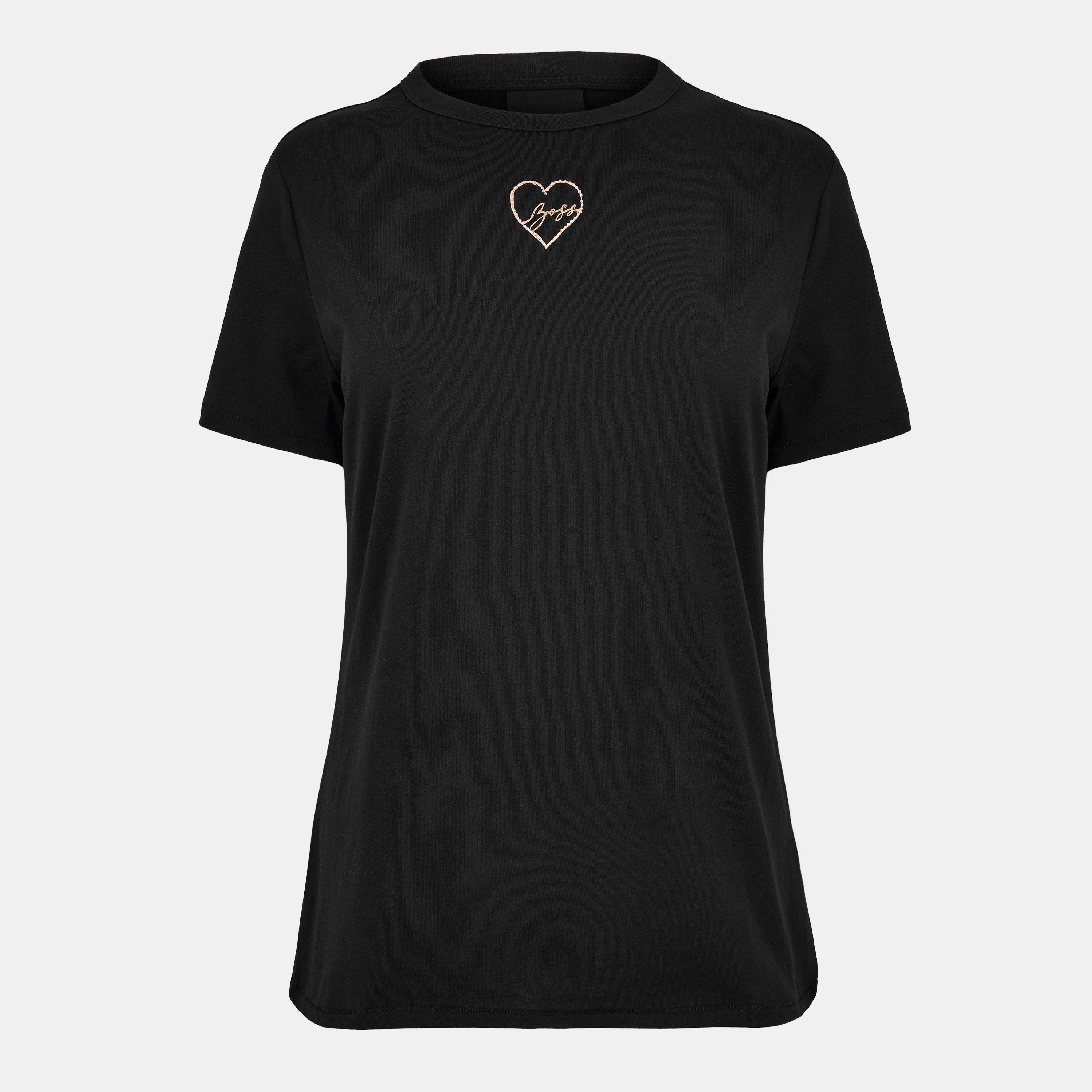 Black 003 - Boss - Women's Elogo Print T-Shirt, Crystal Print T-Shirt - 1