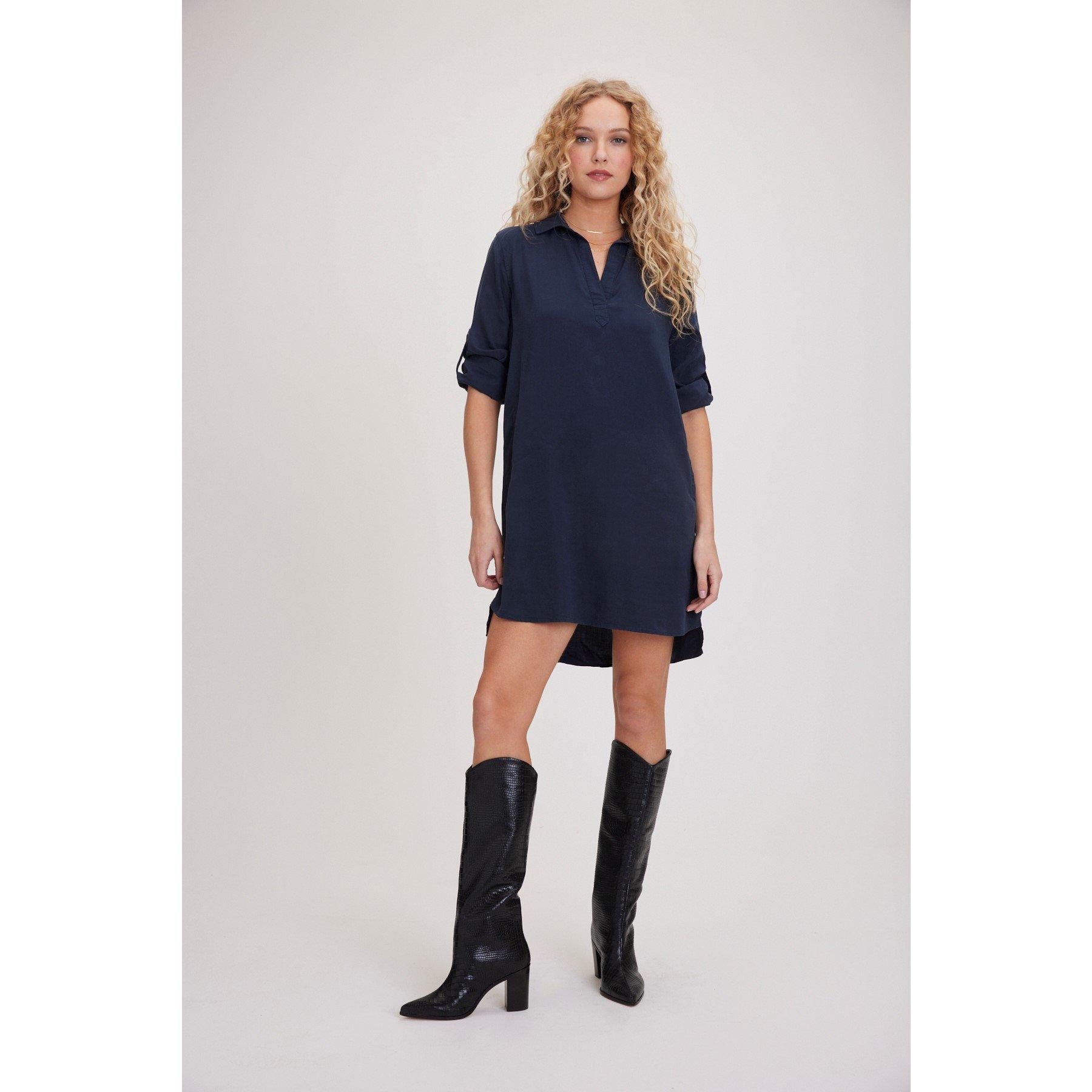 Endless Sea - Bella Dahl - Women's Long-Sleeve A-Line Shirt Dress - 2