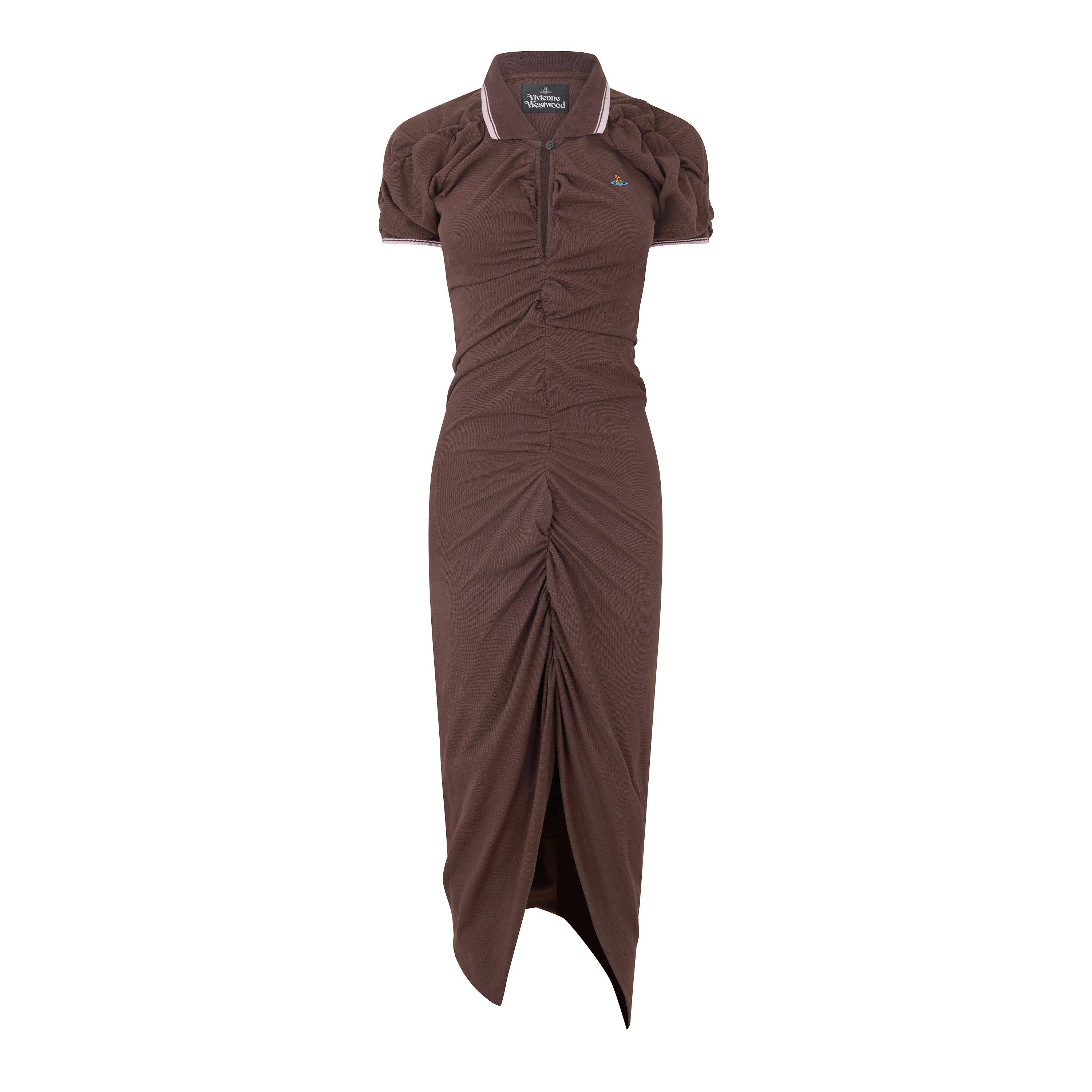 Vivienne Westwood Women's Pulling Cotton Tartan Short-Sleeve Polo-Neck Maxi Dress