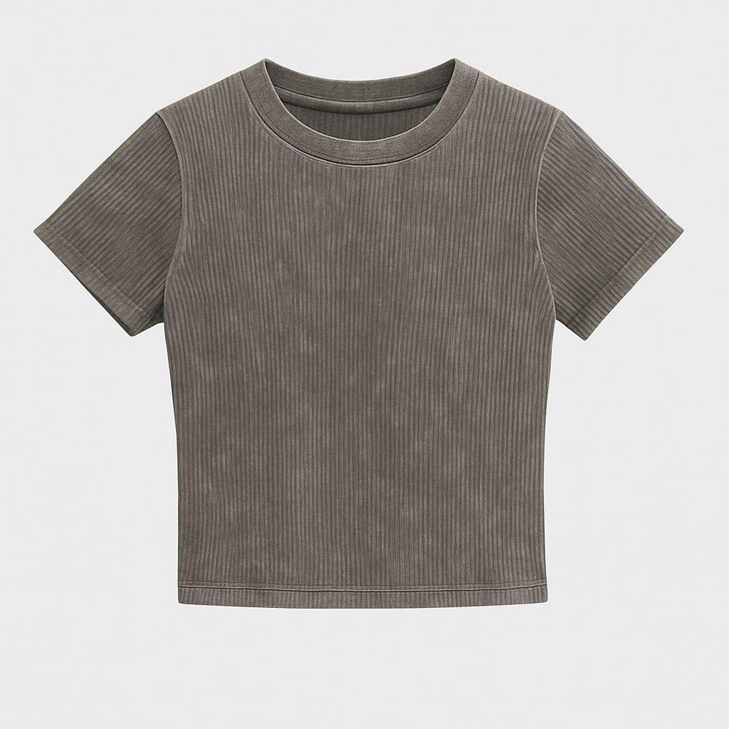 Grey - I Saw It First - Acid Wash Cropped Tshirt - 1
