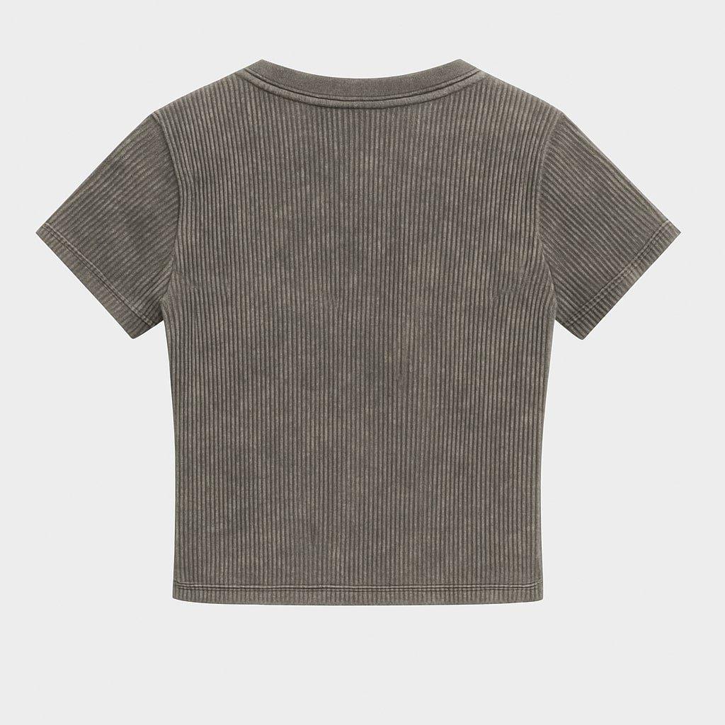Grigio - I Saw It First - Acid Wash Cropped Tshirt - 2