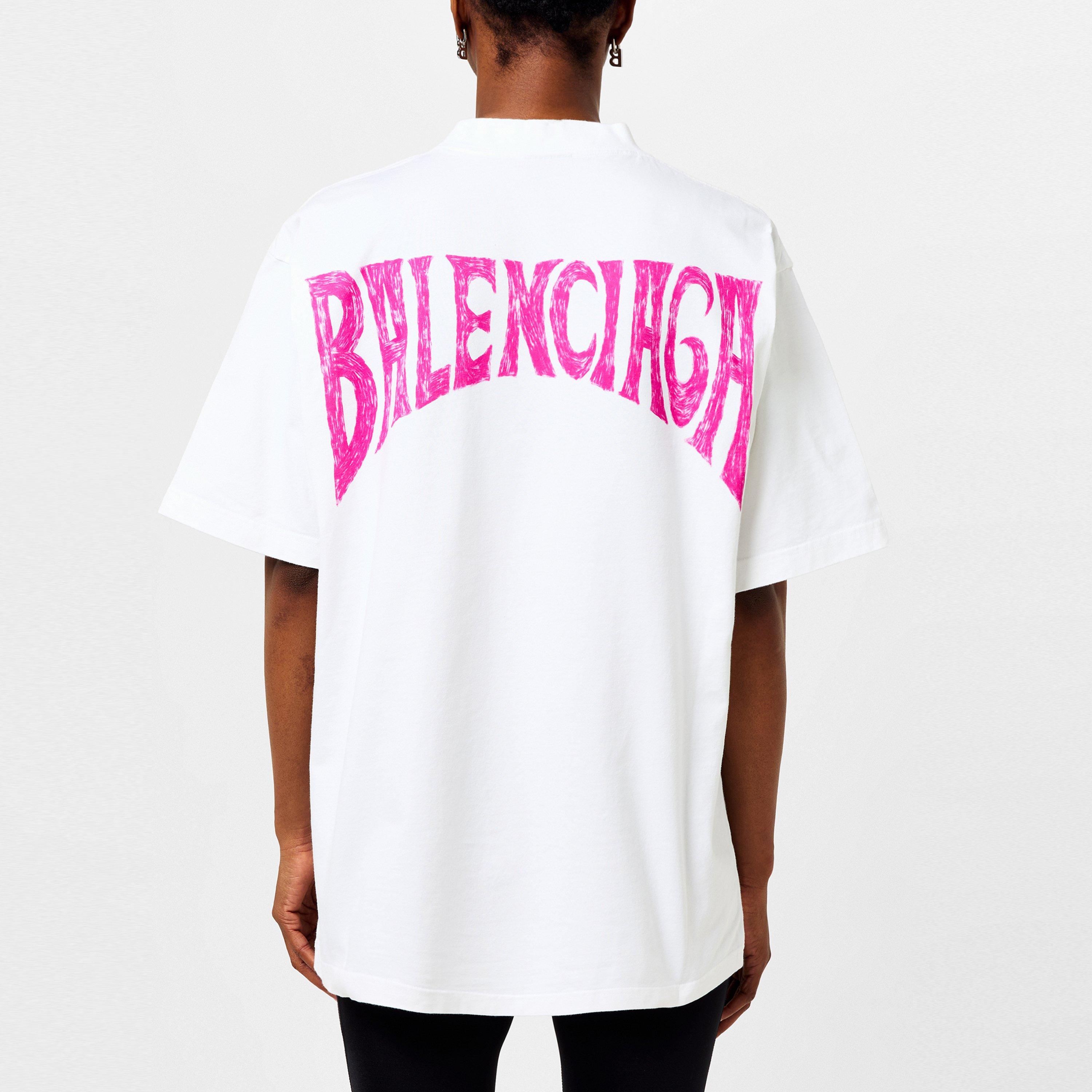 White/Pink - Balenciaga - Medium Fit T-Shirt - 3