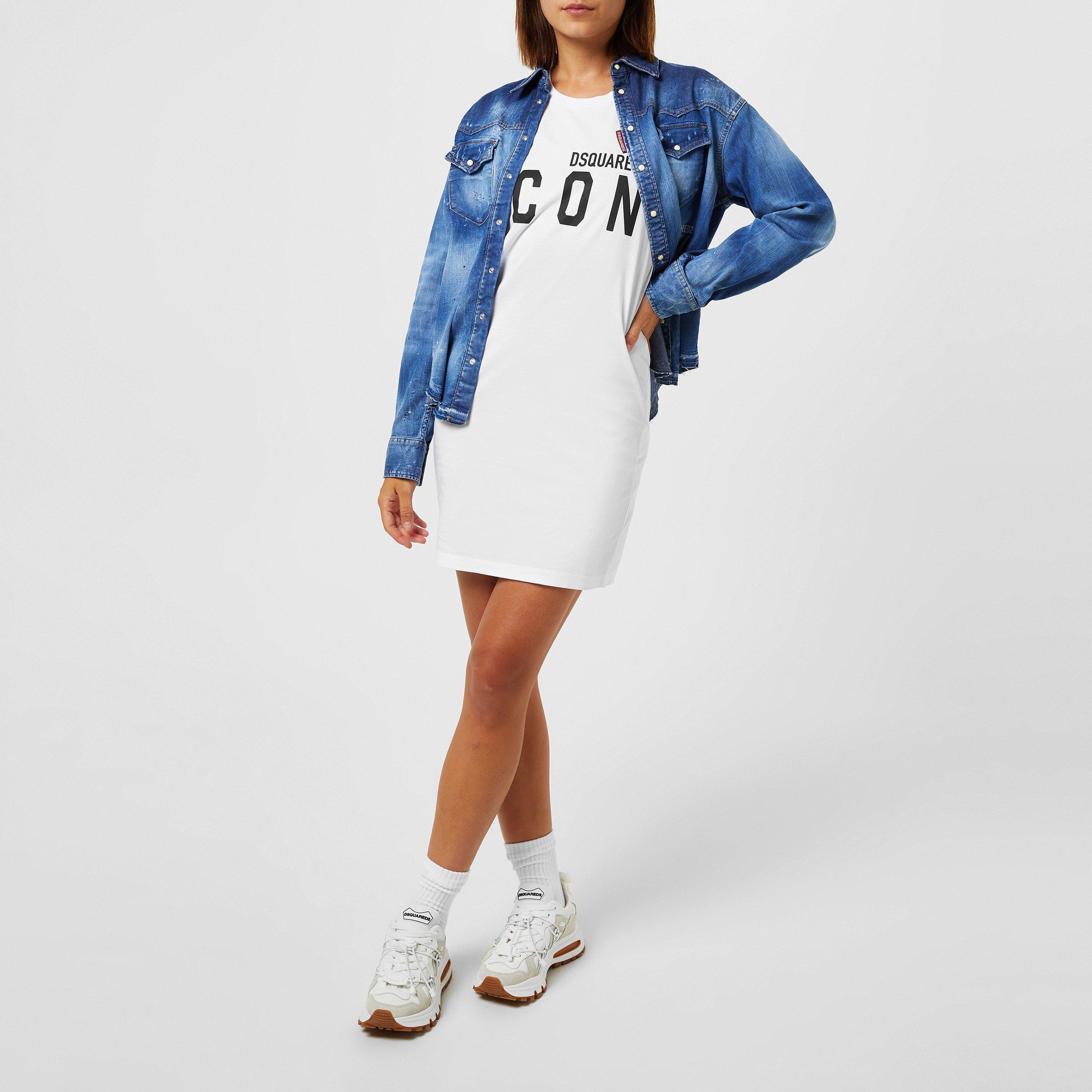 White 989 - DSquared2 - Icon Renny T-Shirt Dress - 4