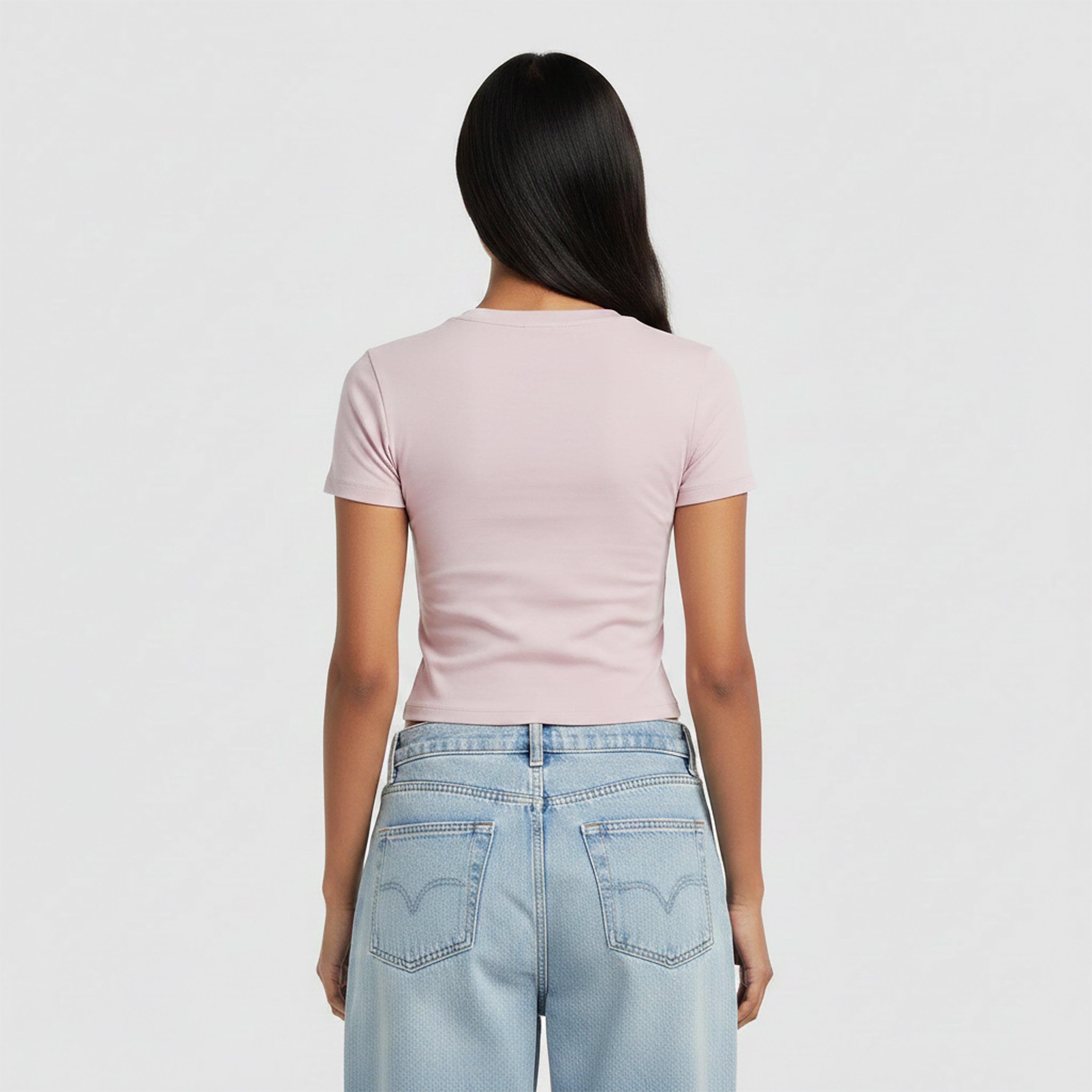 Romantic Lilac - Guess - Women's Star Print Slim Fit T-Shirt - 4