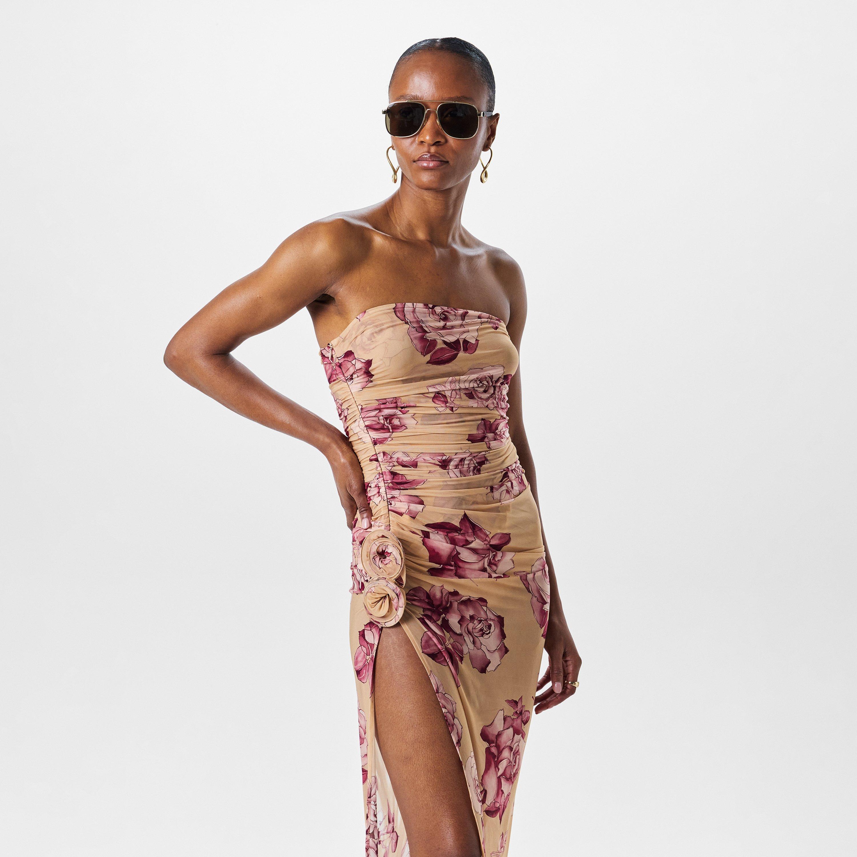 Beige Print - Magda Butrym - Women's Print Bodycon Dress - 3