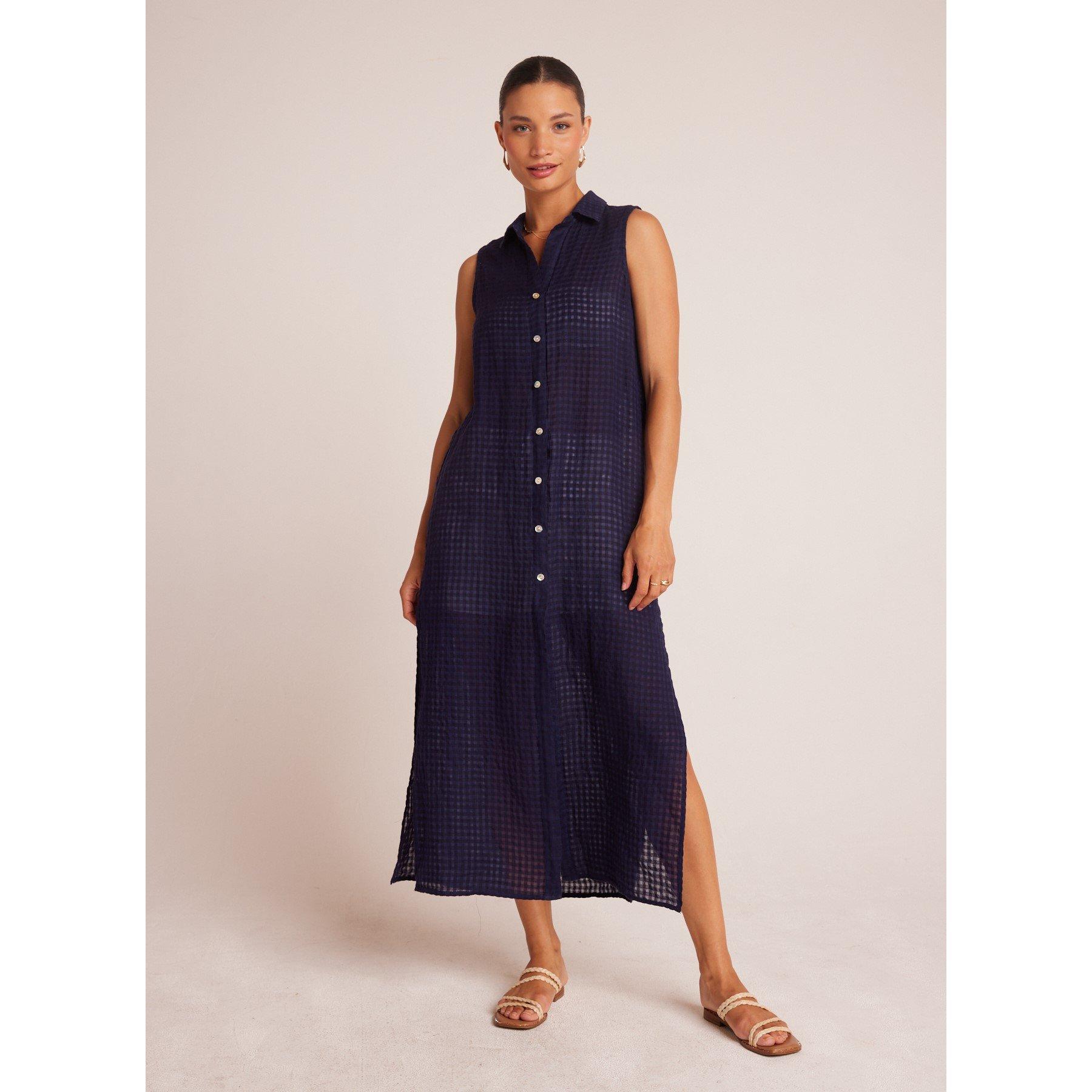 Navy - Bella Dahl - Women's Side Slit Shirt Dress - 2