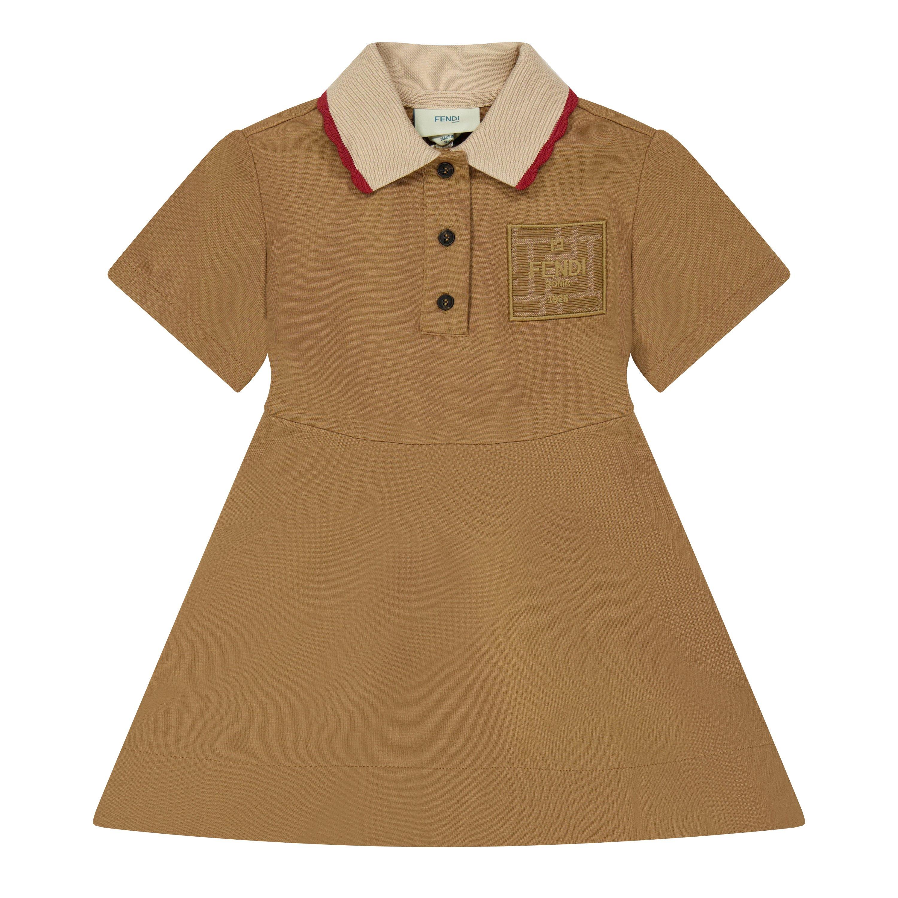 Fendi Kids' Logo Polo Dress - Camel F0QU5 - Size 6Y