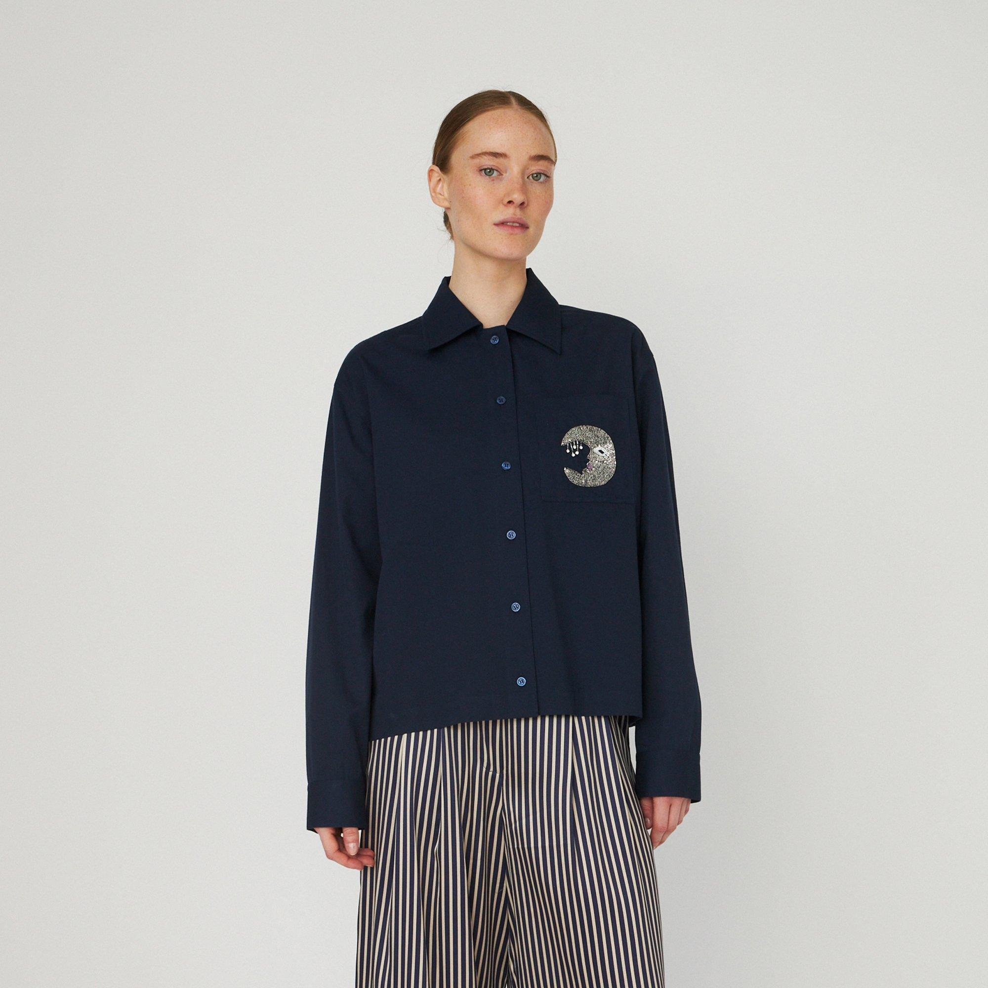 Stella Nova Stella Nova Embellished Moon Shirt - Navy - 395 Navy - Size 32 (XXS)