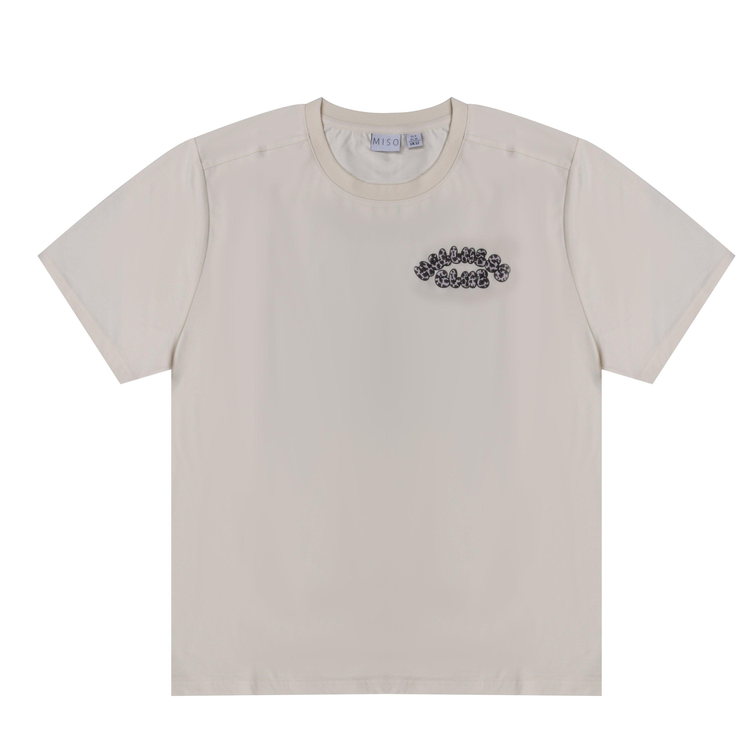 Creme/Leopard - Miso - Women's Bubble Regular Fit T-Shirt - 1