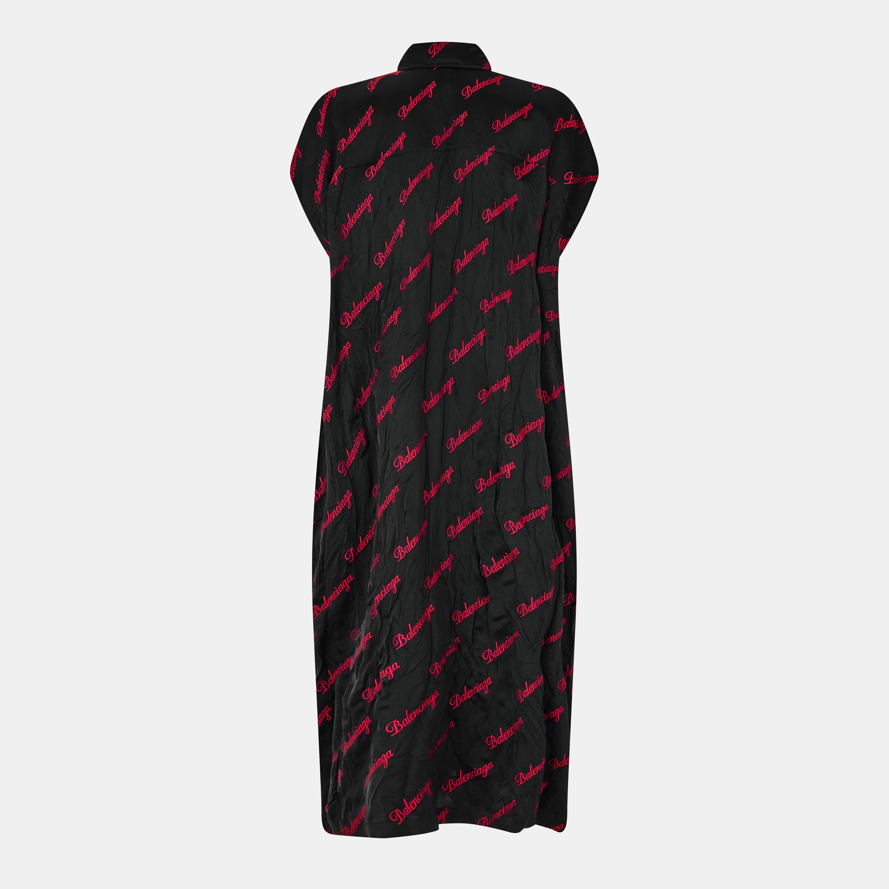 Black/Red - Balenciaga - Women's A Line Dress - 2
