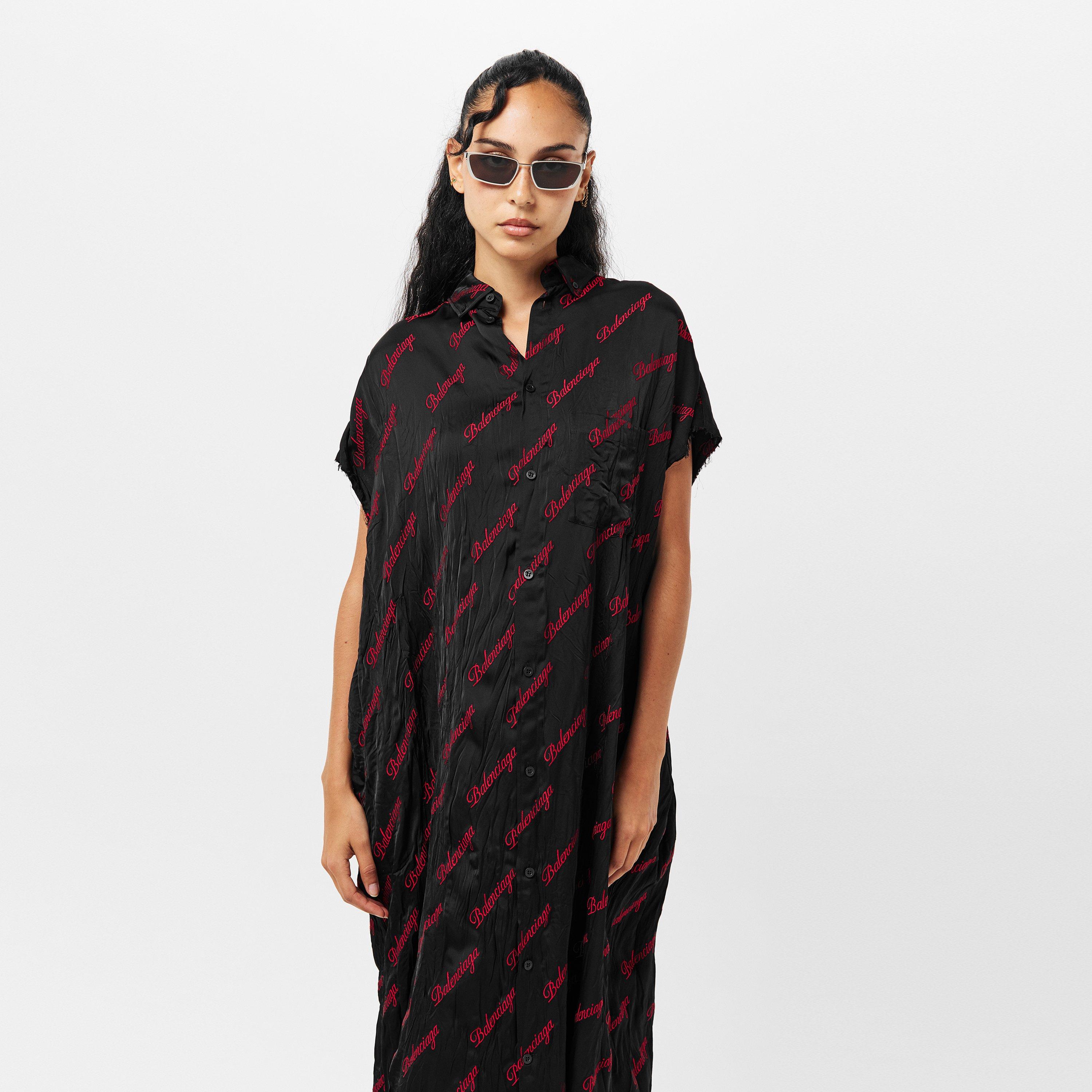 Black/Red - Balenciaga - Women's A Line Dress - 3