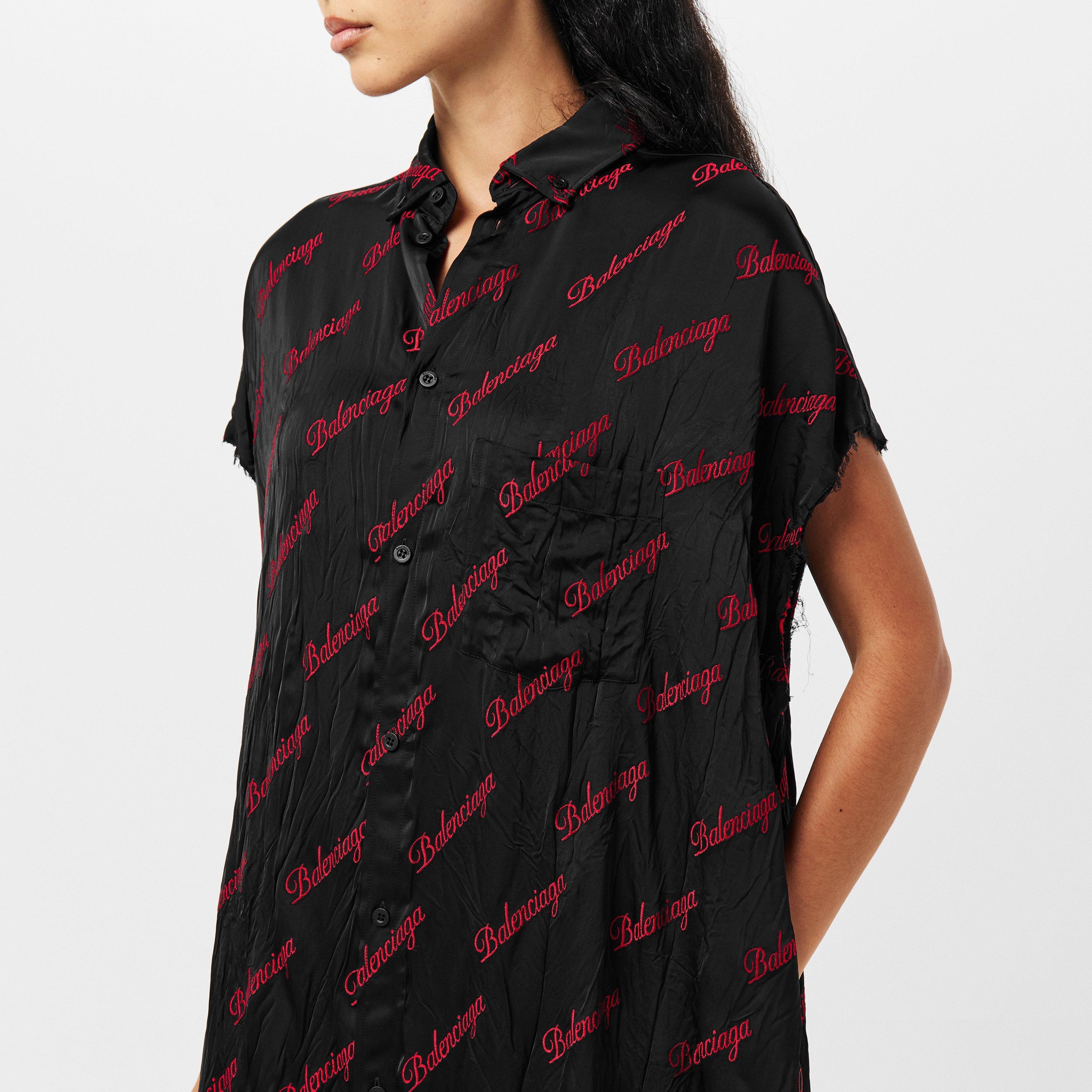 Black/Red - Balenciaga - Women's A Line Dress - 5