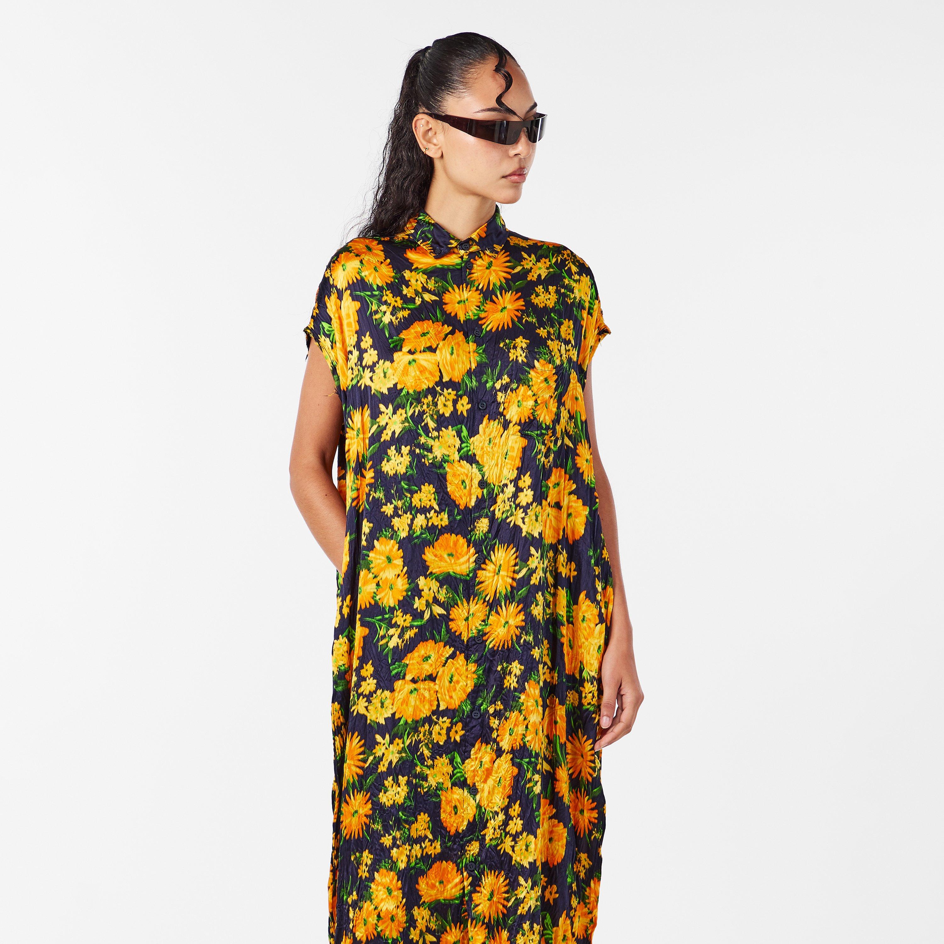 Yellow/Navy - Balenciaga - Women's A Line Dress - 3